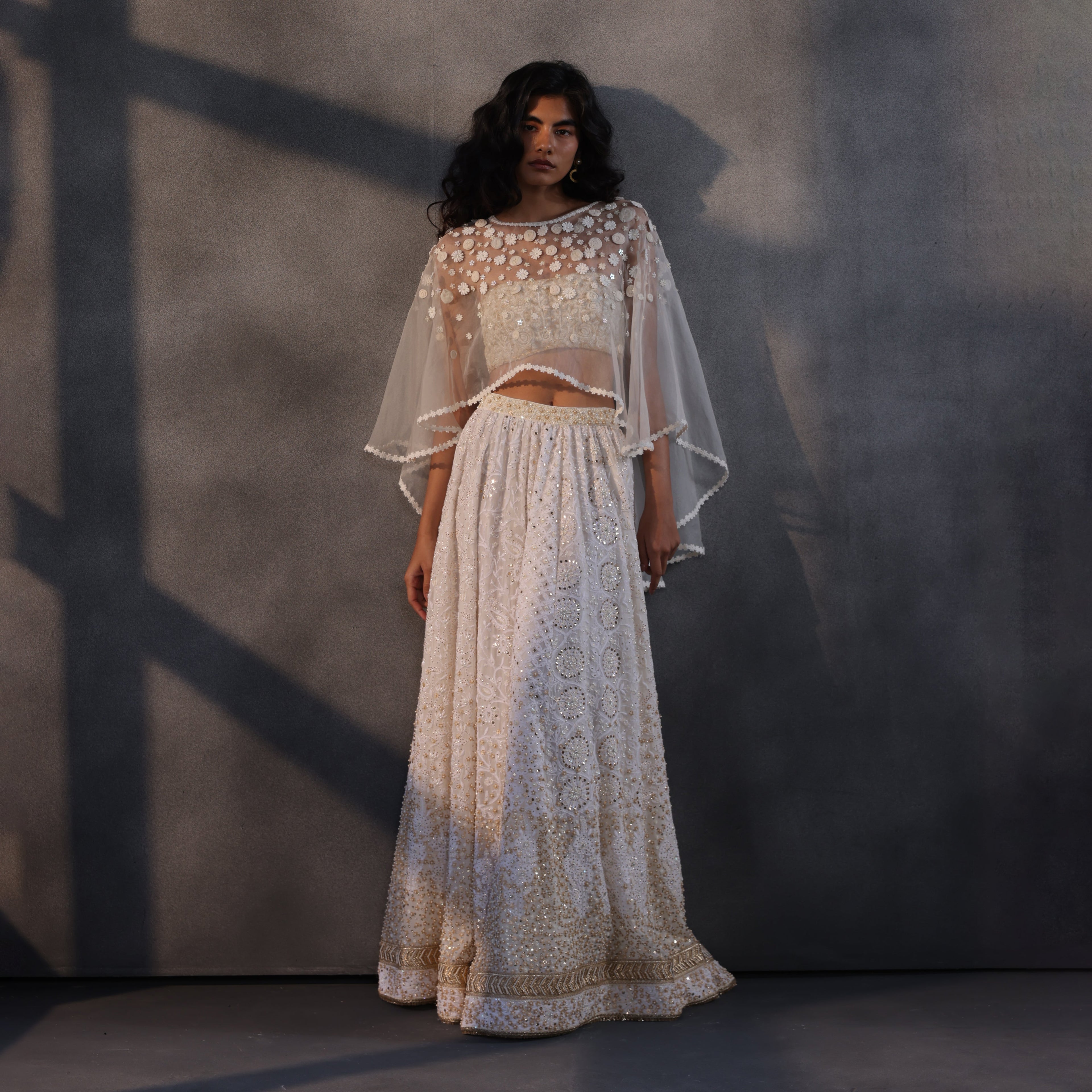 Cloudburst Symphony – Off White Chikankari Masterpiece