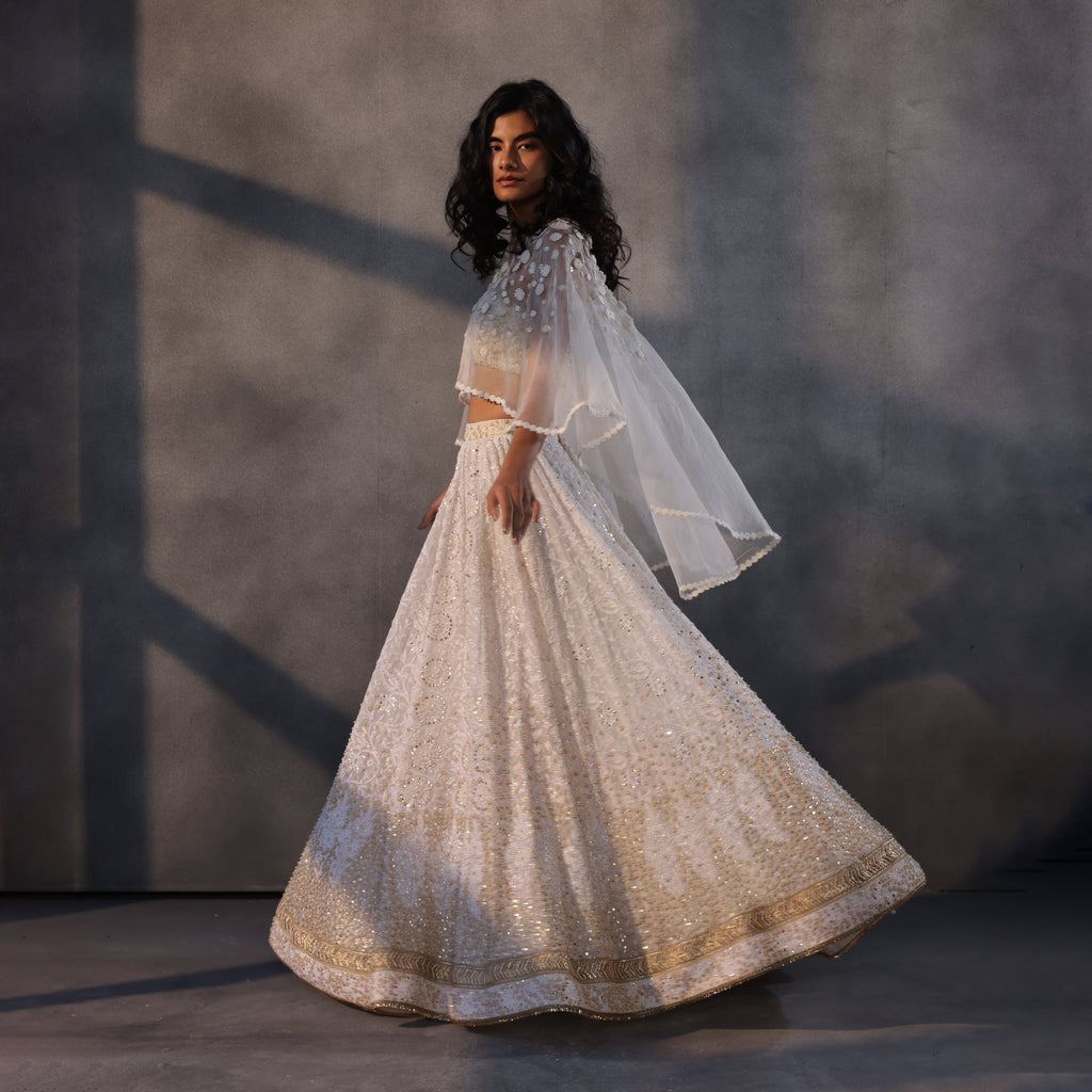 Cloudburst Symphony – Off White Chikankari Masterpiece