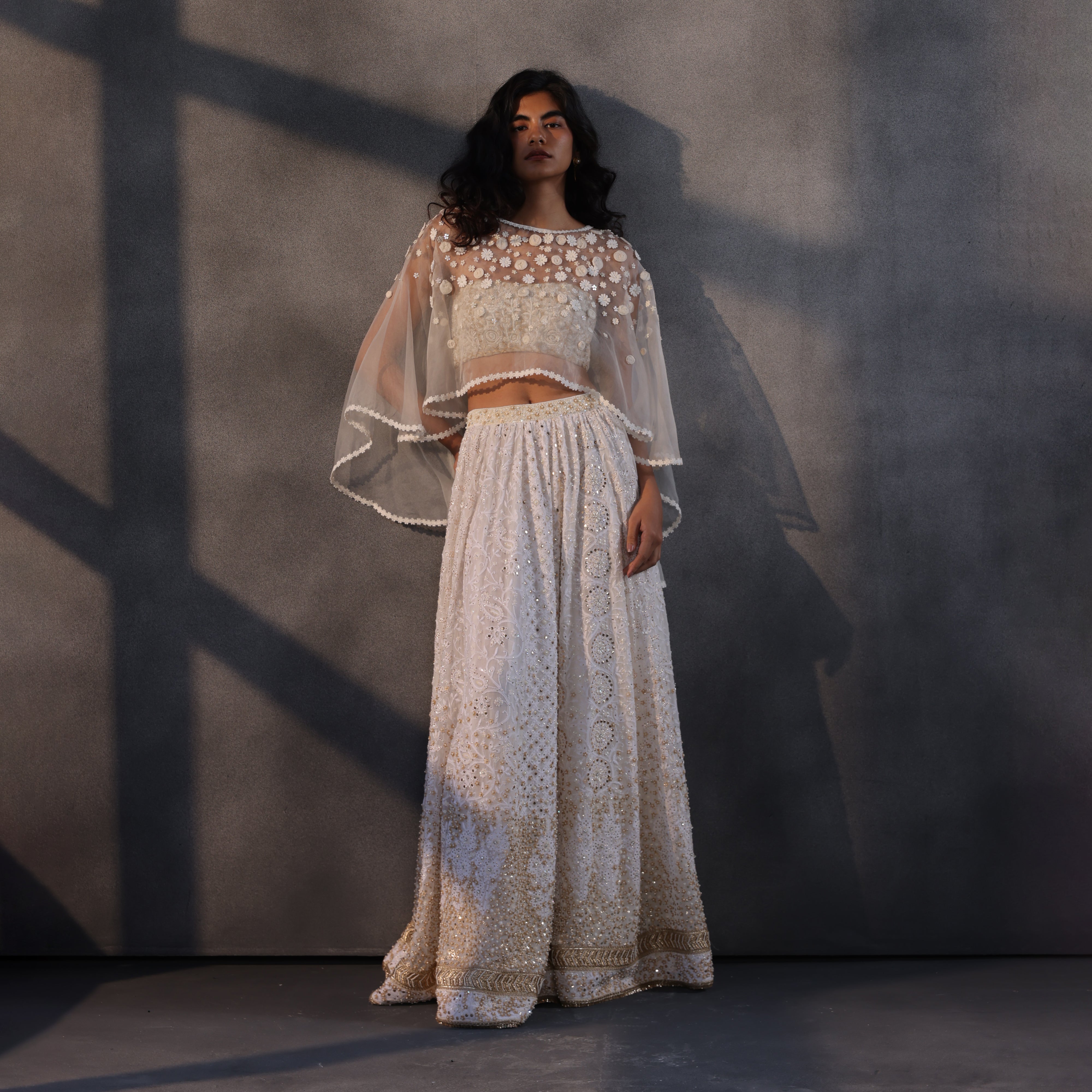Cloudburst Symphony – Off White Chikankari Masterpiece