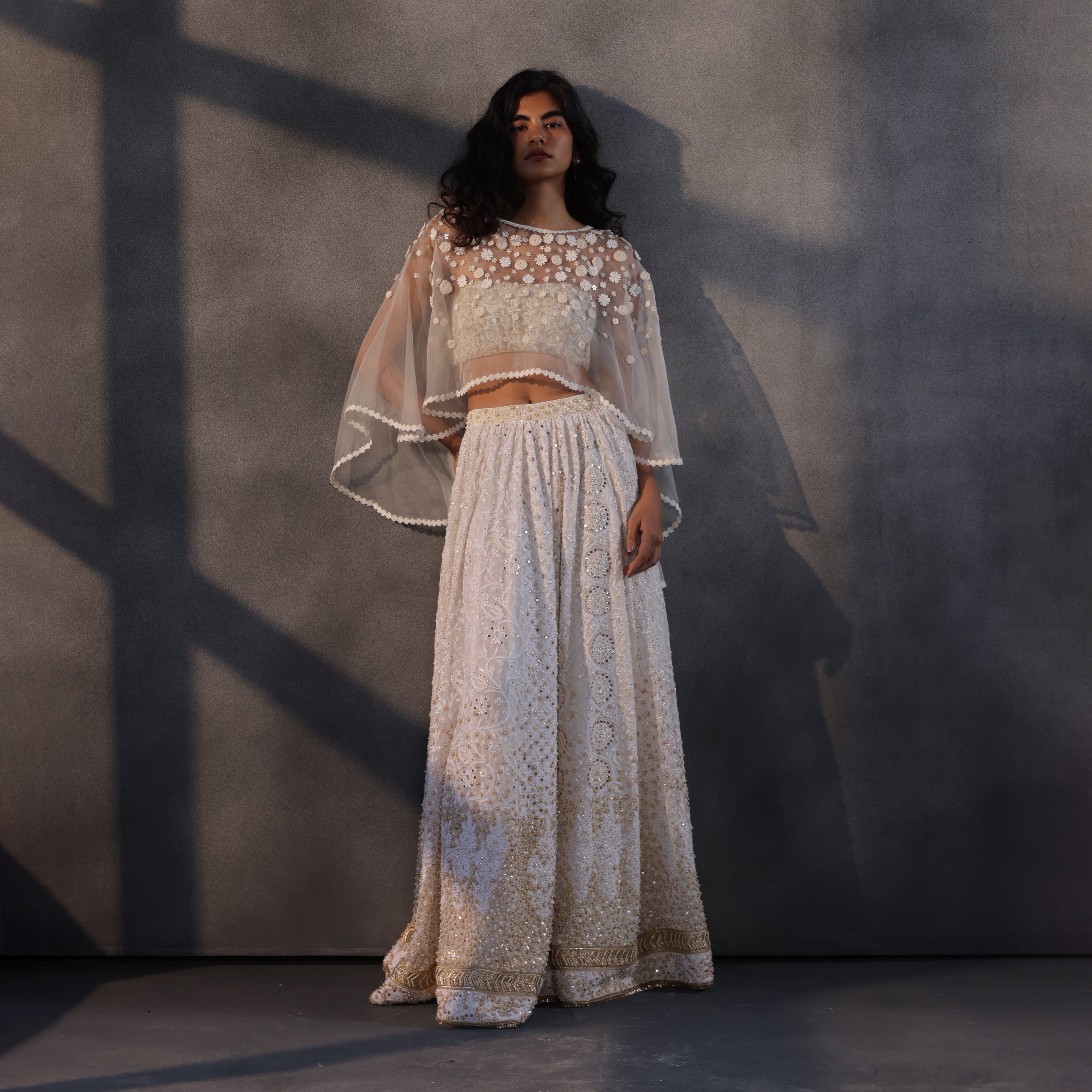 Cloudburst Symphony – Off White Chikankari Masterpiece