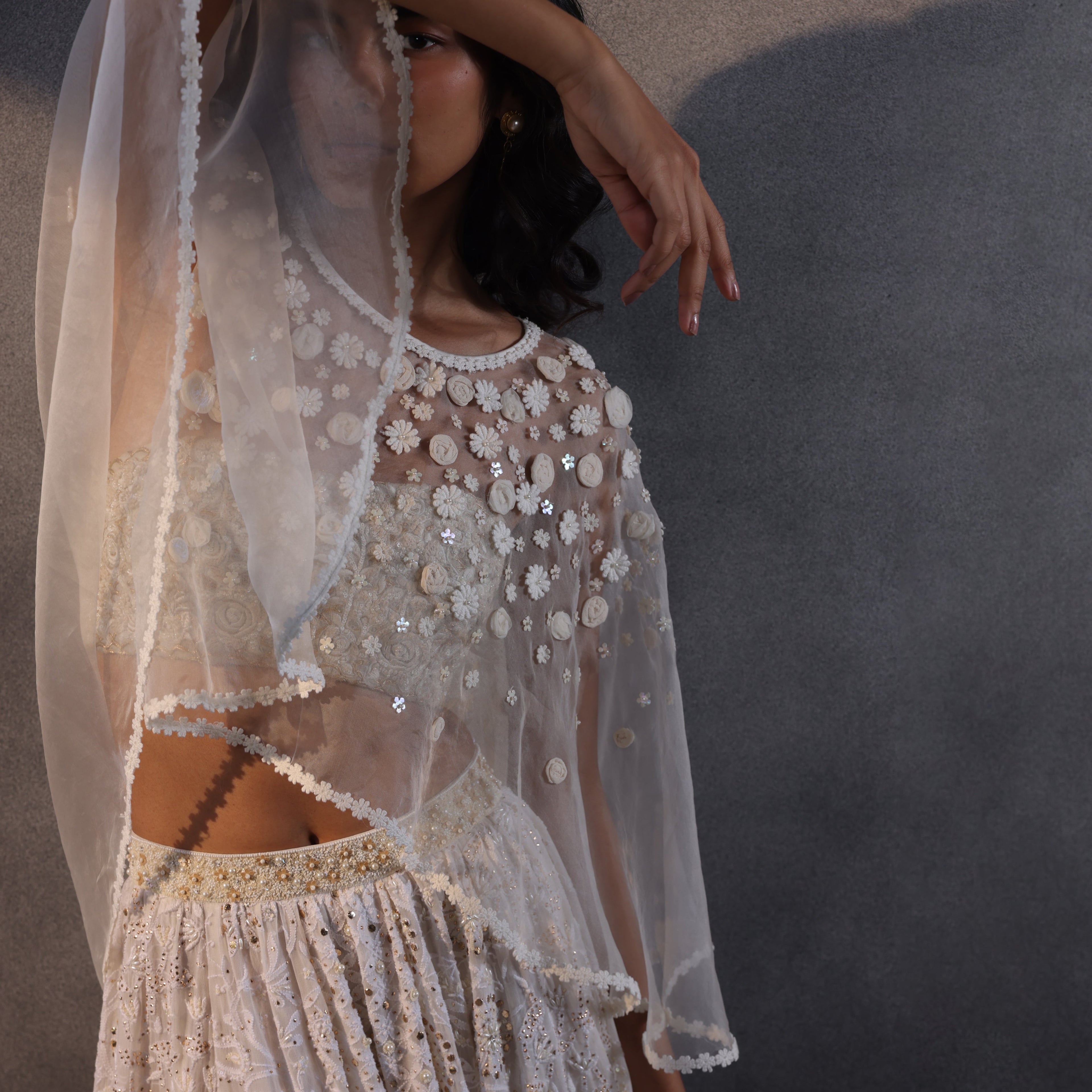 Cloudburst Symphony – Off White Chikankari Masterpiece