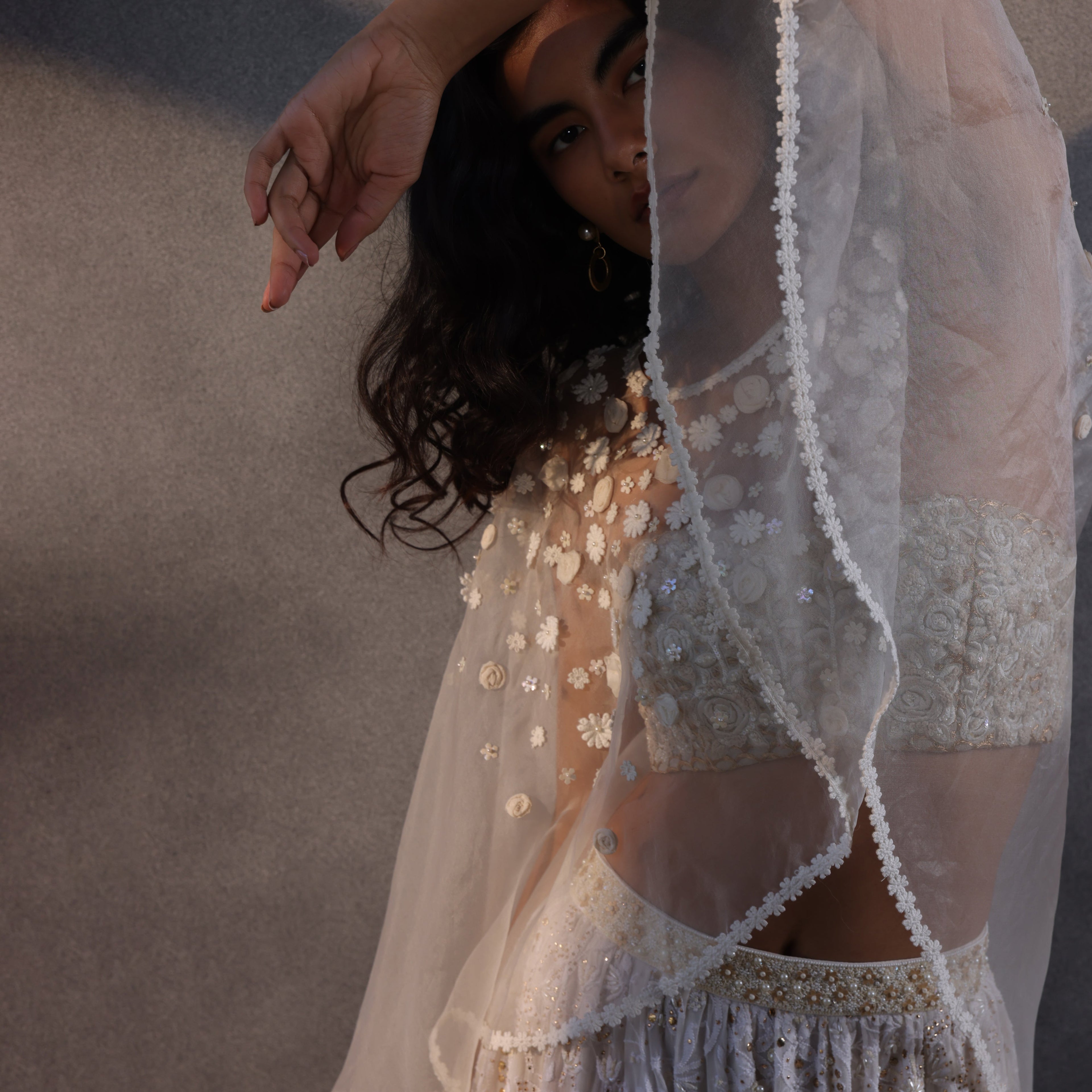 Cloudburst Symphony – Off White Chikankari Masterpiece