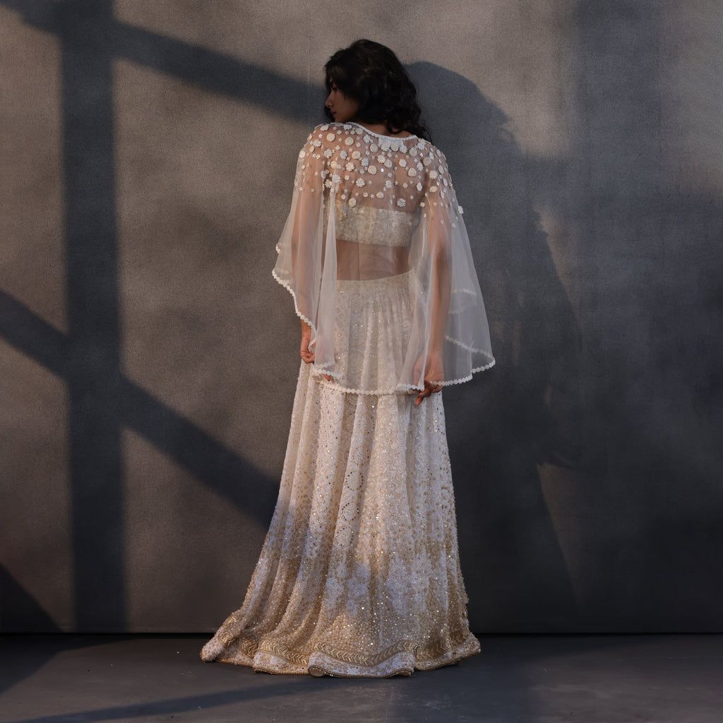 Cloudburst Symphony – Off White Chikankari Masterpiece