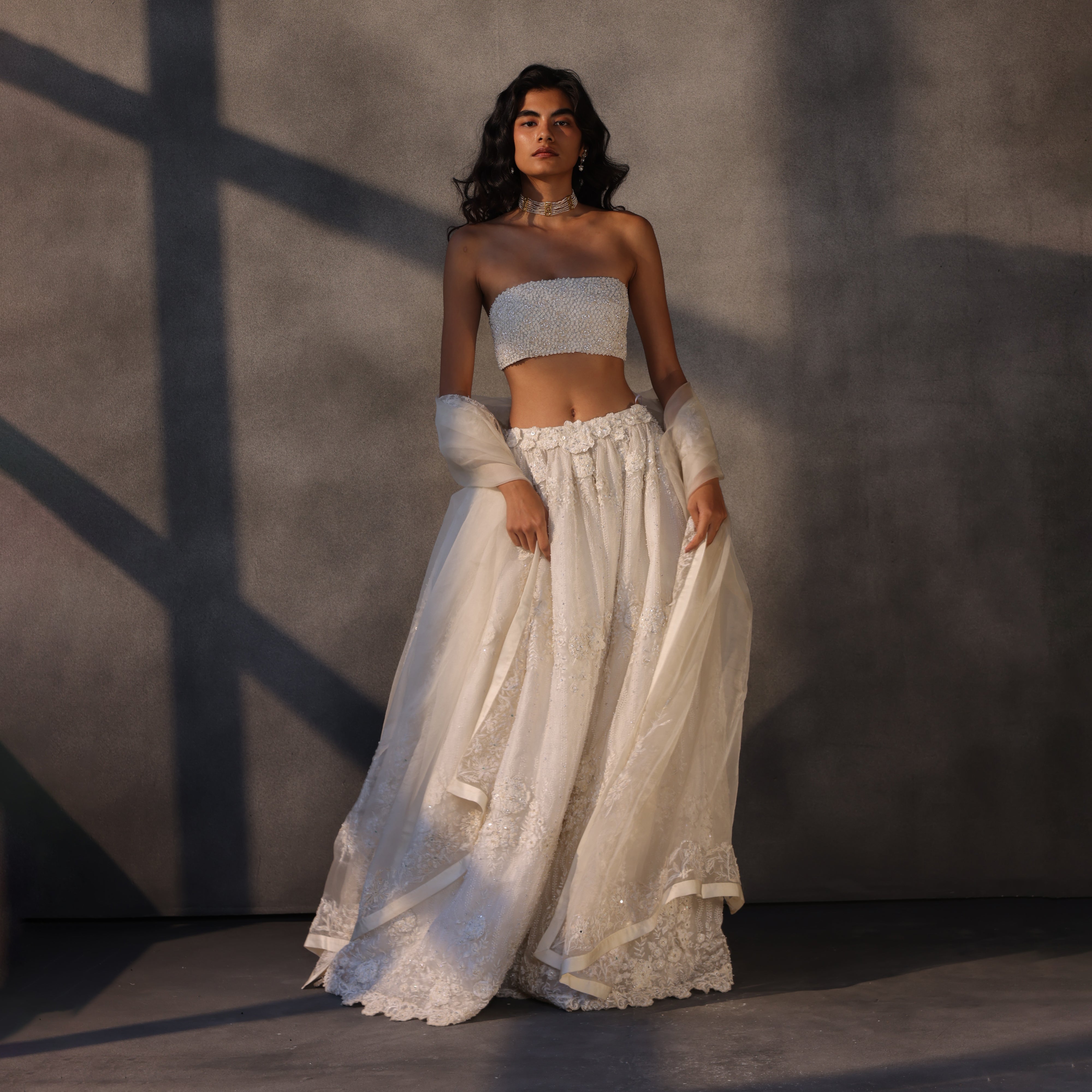 Frosted Petals – Voluminous Cutwork Lace Skirt