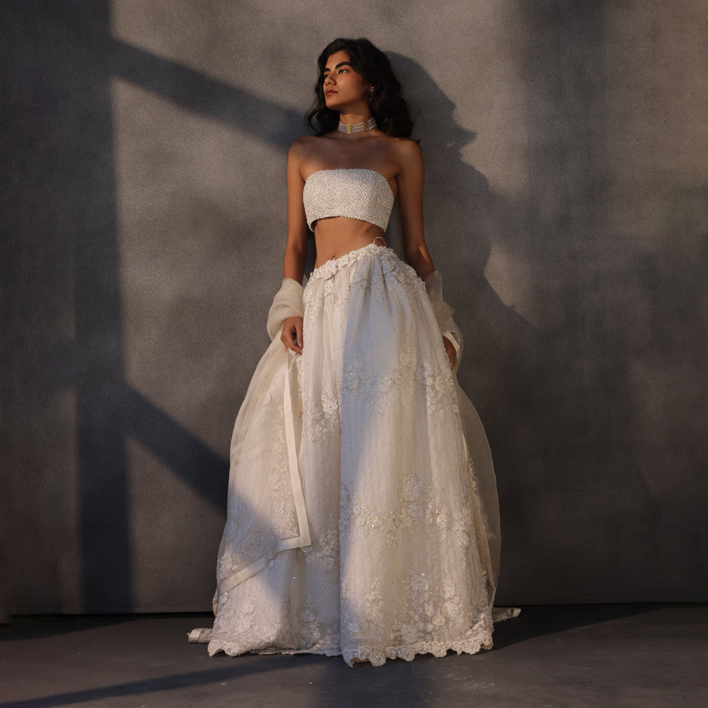 Frosted Petals – Voluminous Cutwork Lace Skirt