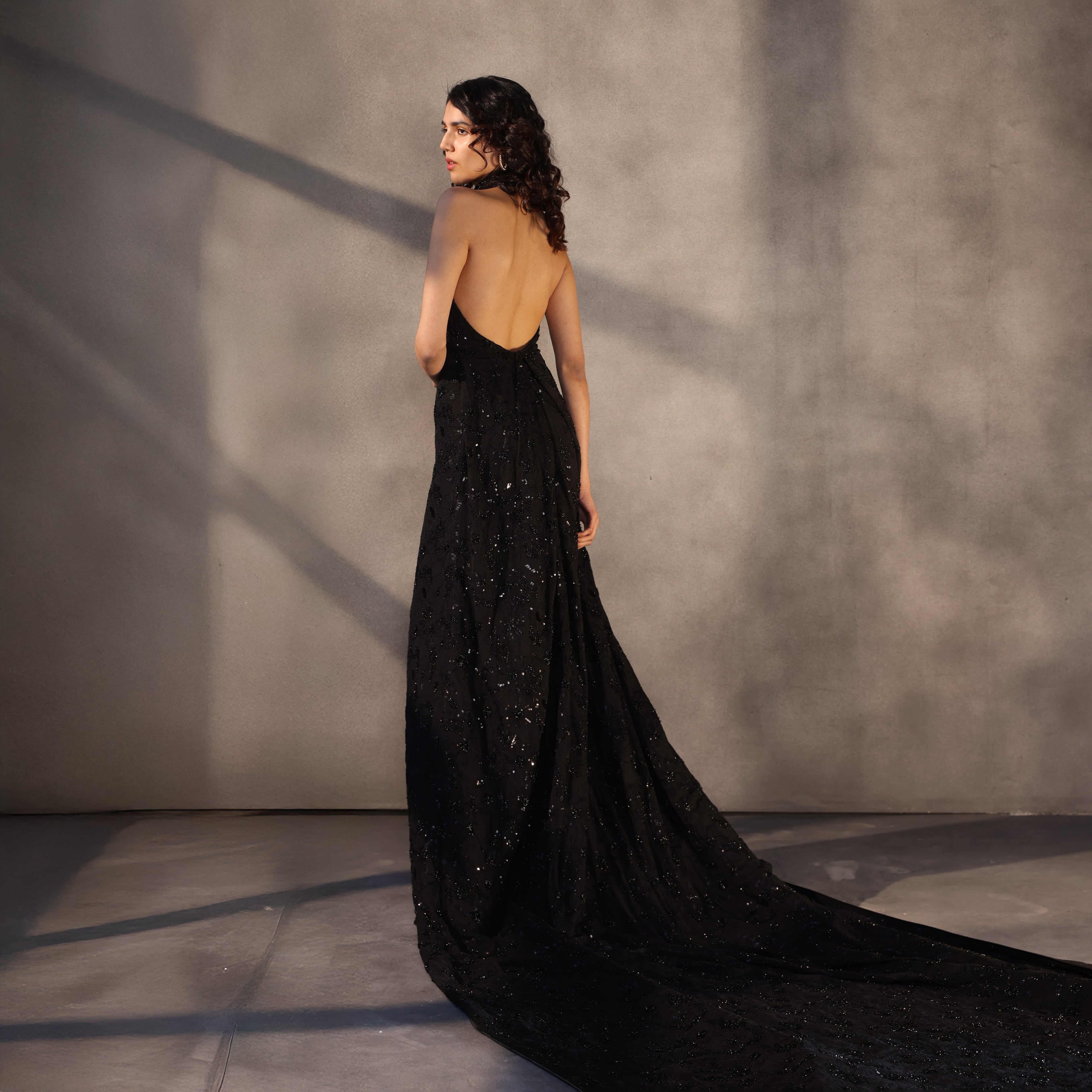 Midnight Oath – Embroidered Georgette Gown