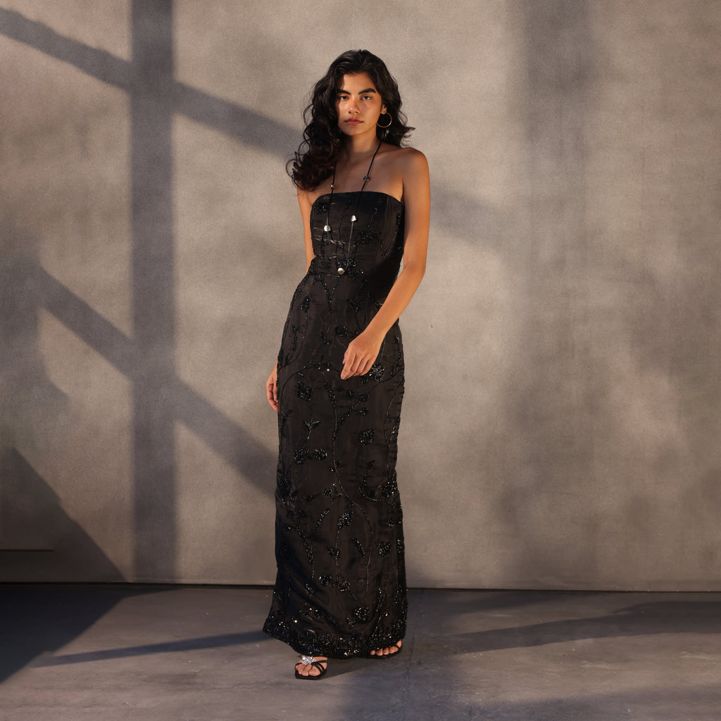 Onyx Reverie – Beaded Corset Gown