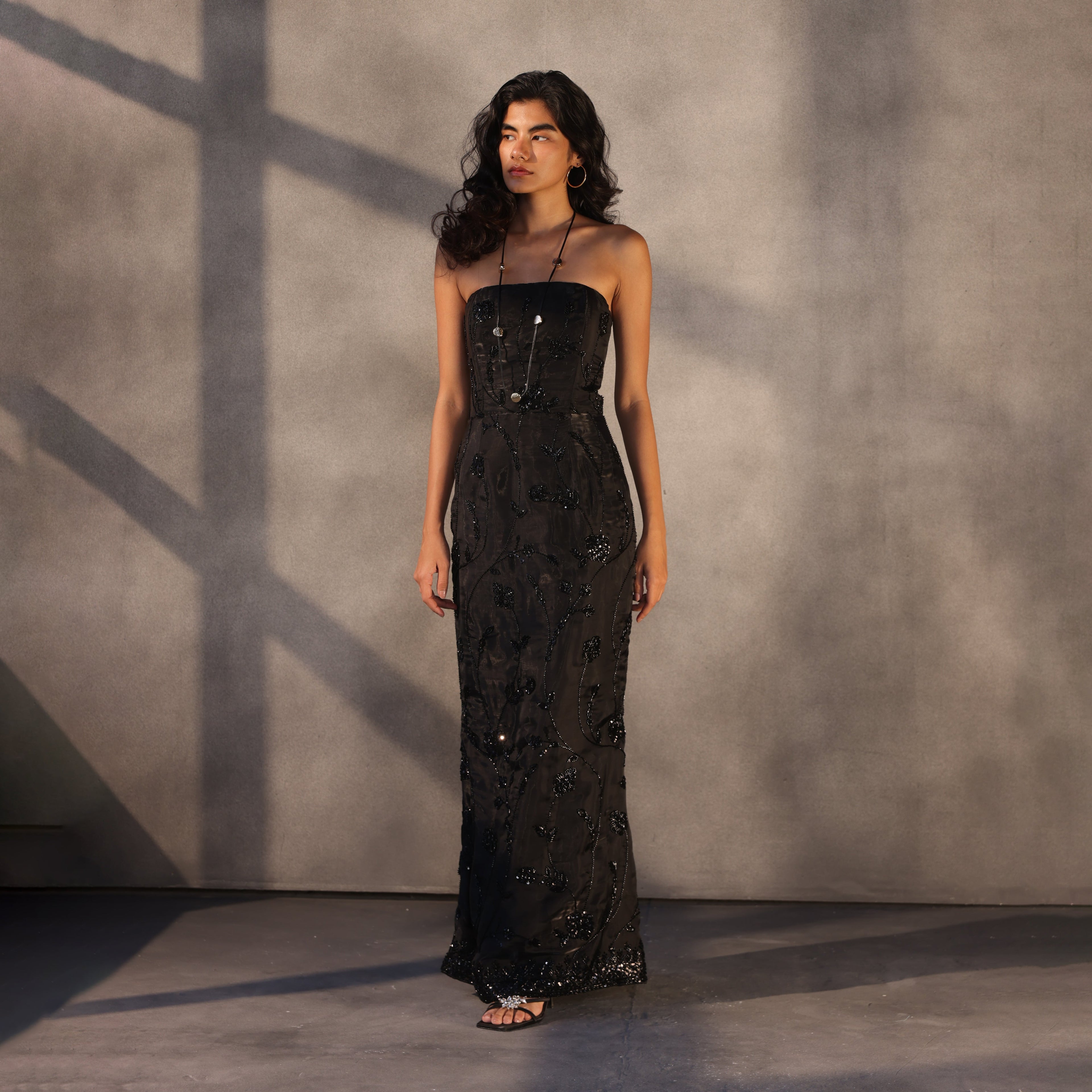 Onyx Reverie – Beaded Corset Gown