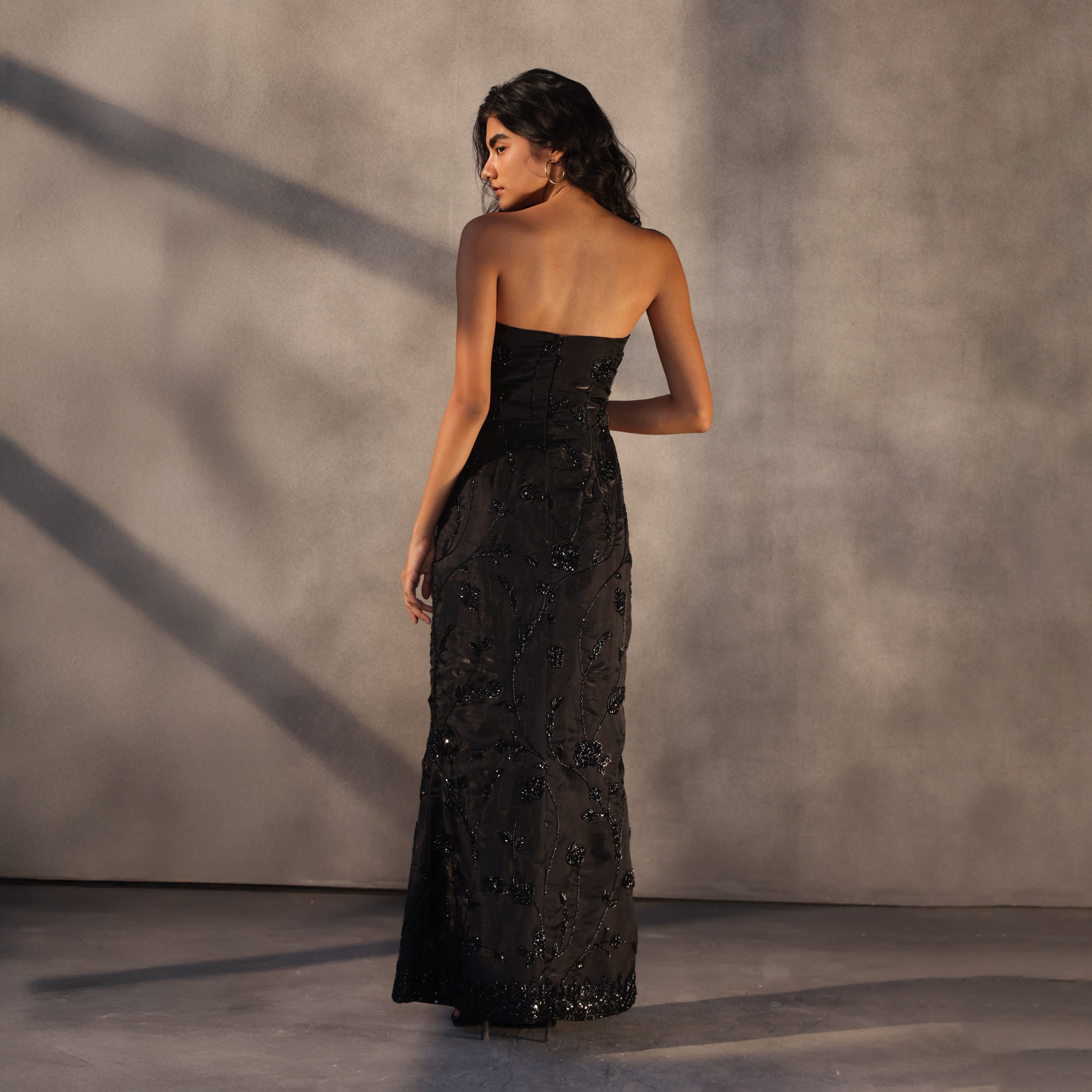 Onyx Reverie – Beaded Corset Gown