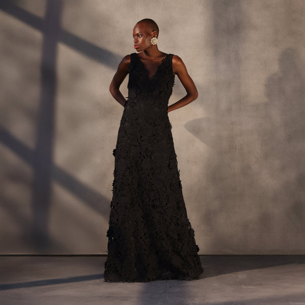 Veil of Shadows – Guipure Lace Gown