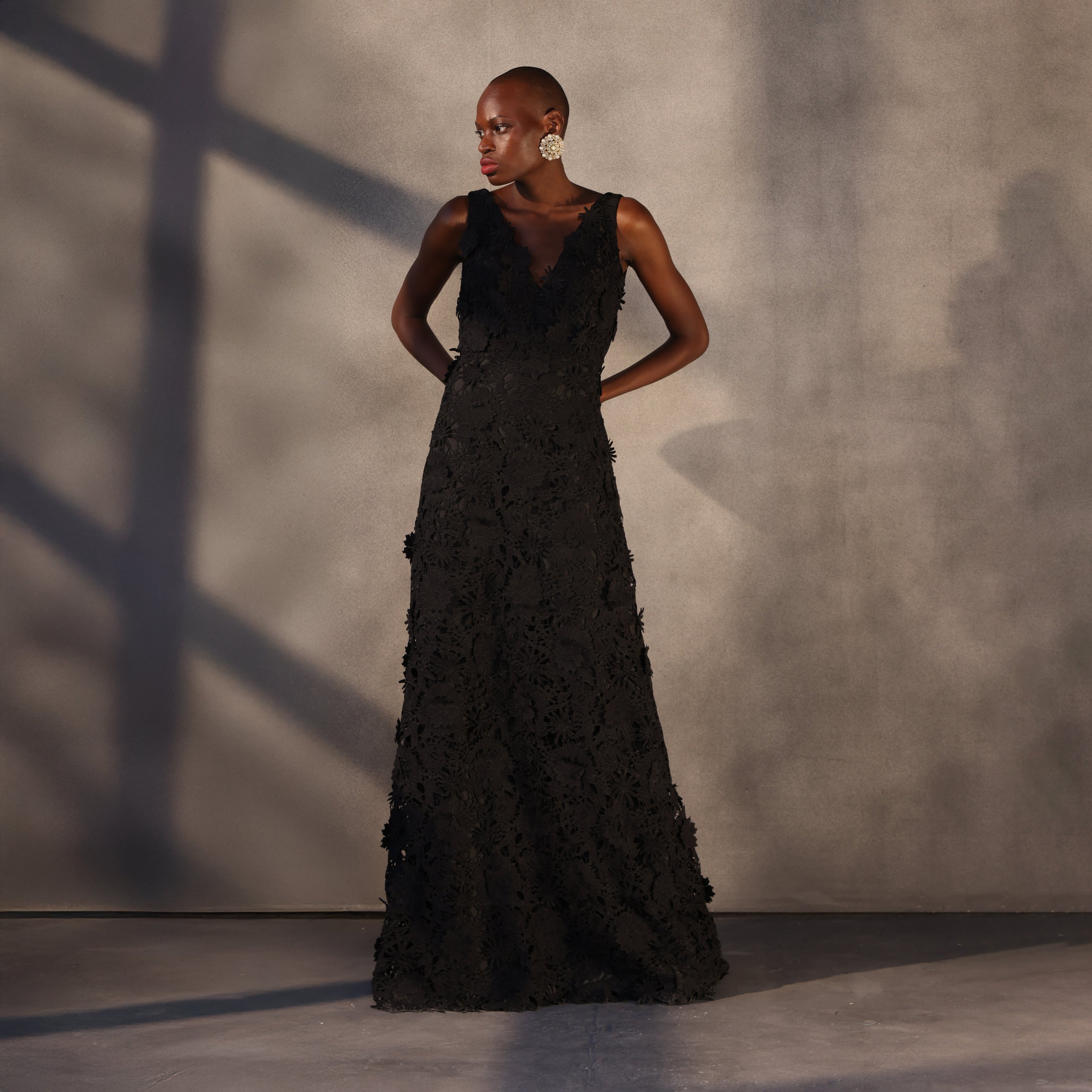 Veil of Shadows – Guipure Lace Gown