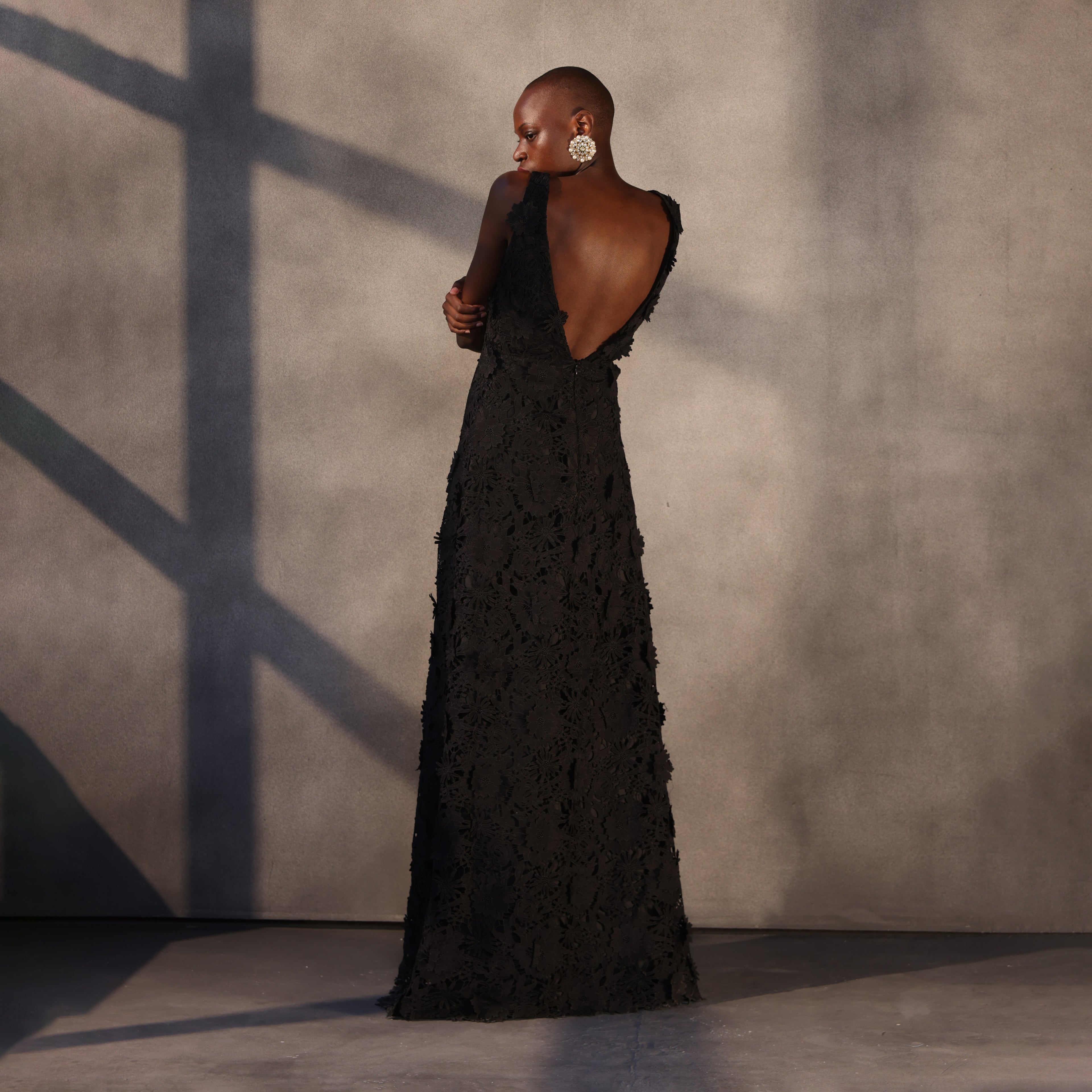 Veil of Shadows – Guipure Lace Gown