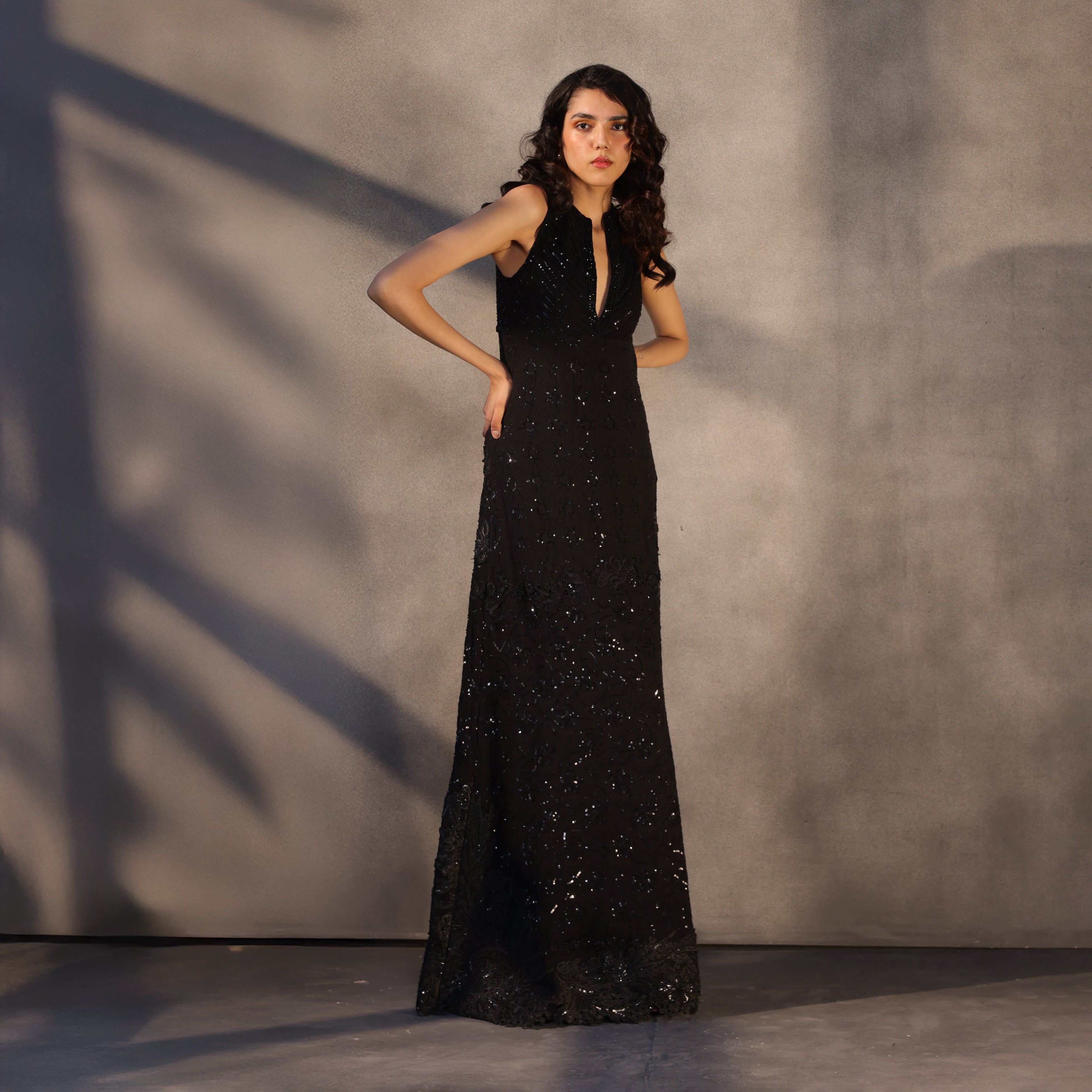 Eclipse of Echoes – Chikankari Embroidered Gown