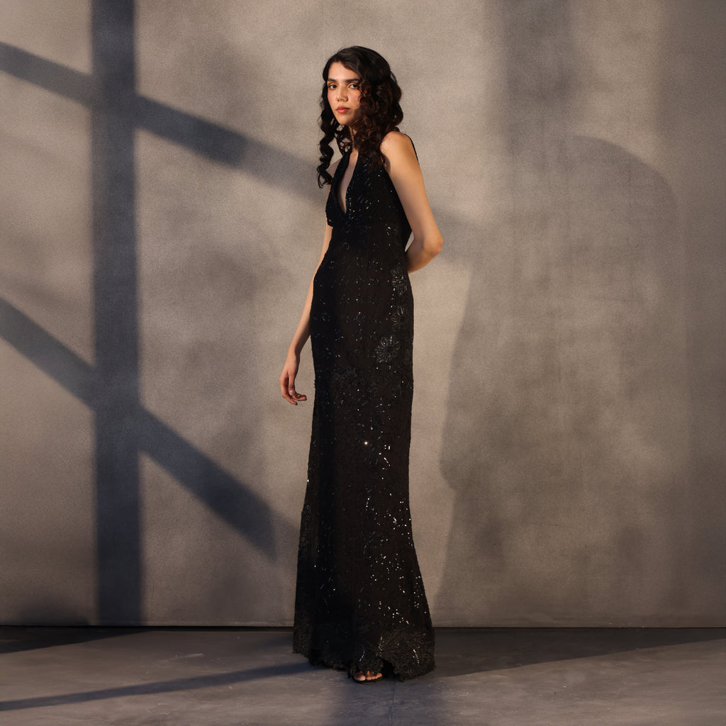 Eclipse of Echoes – Chikankari Embroidered Gown