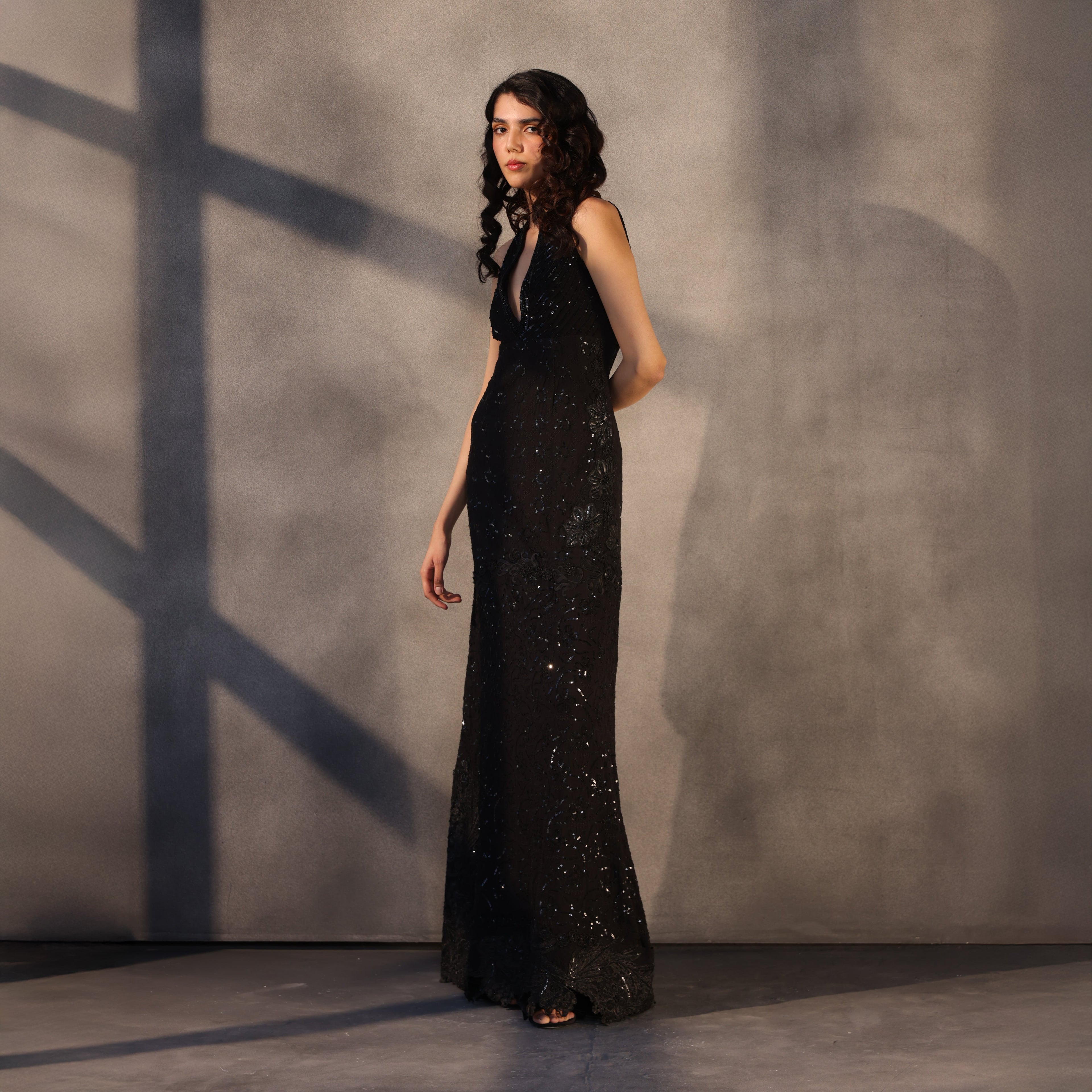 Eclipse of Echoes – Chikankari Embroidered Gown