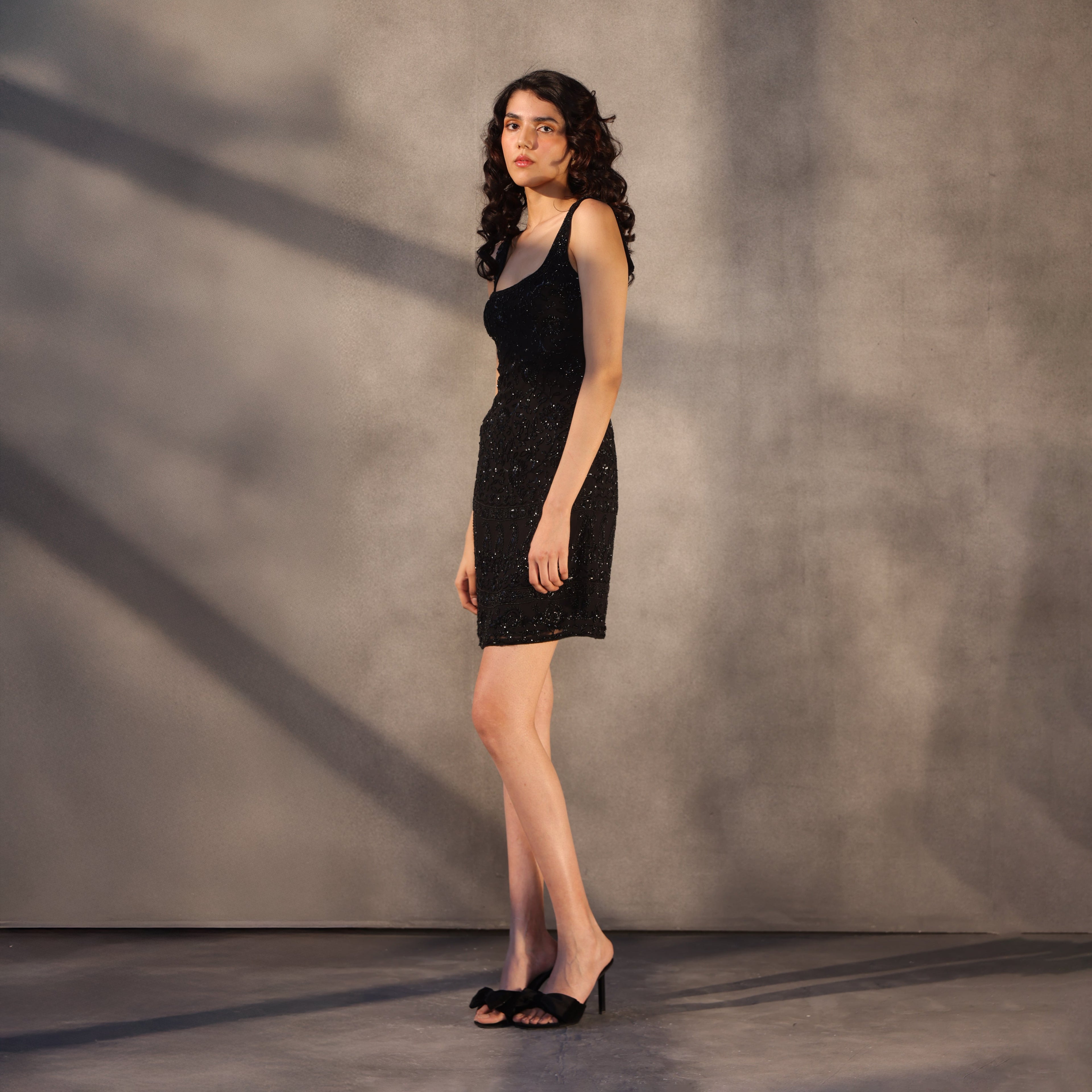 Midnight Sonnet - Silk Georgette Shift Dress