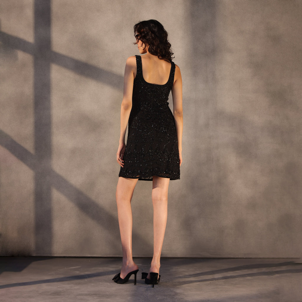 Midnight Sonnet - Silk Georgette Shift Dress