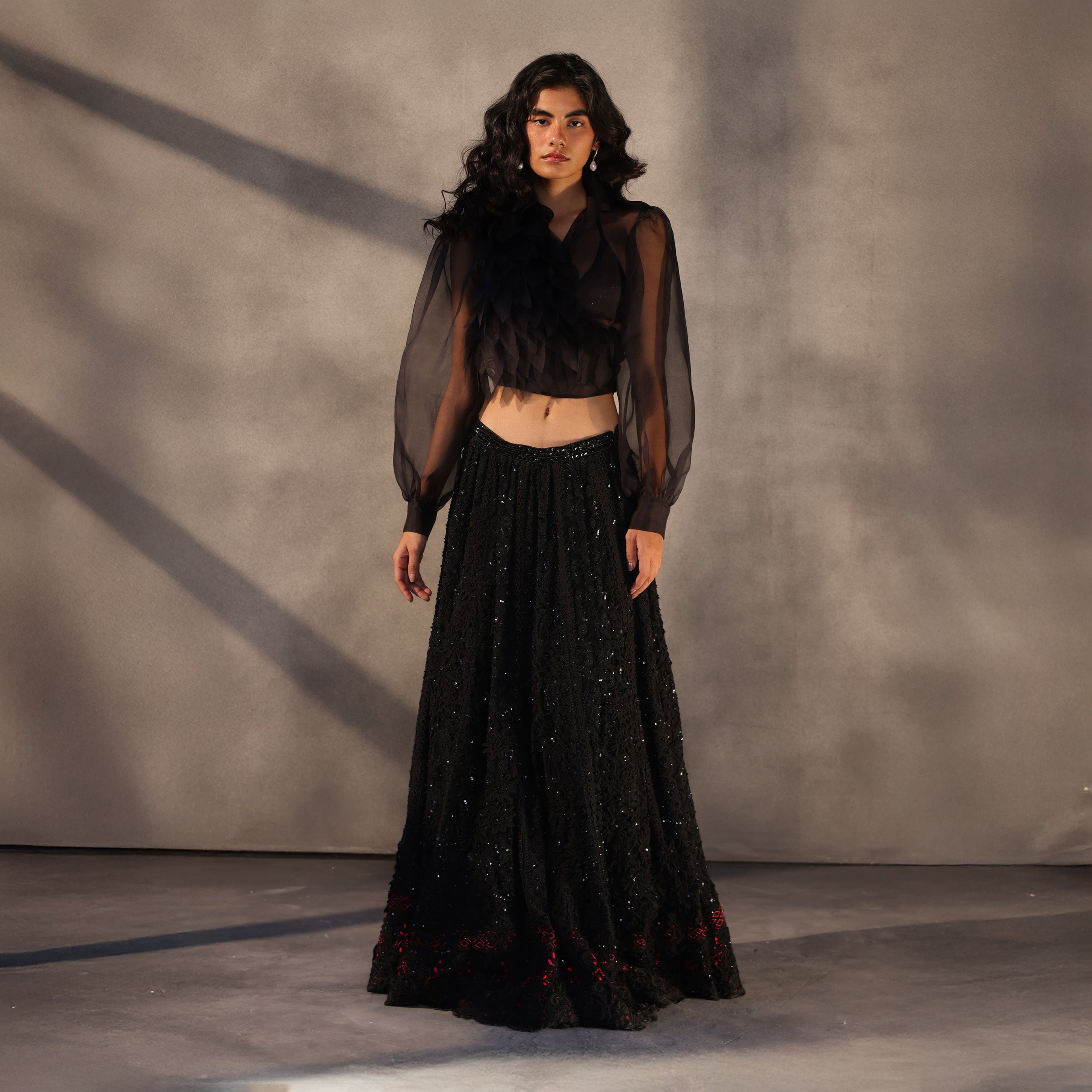 Midnight Tapestry – Black Chikankari Royal Skirt