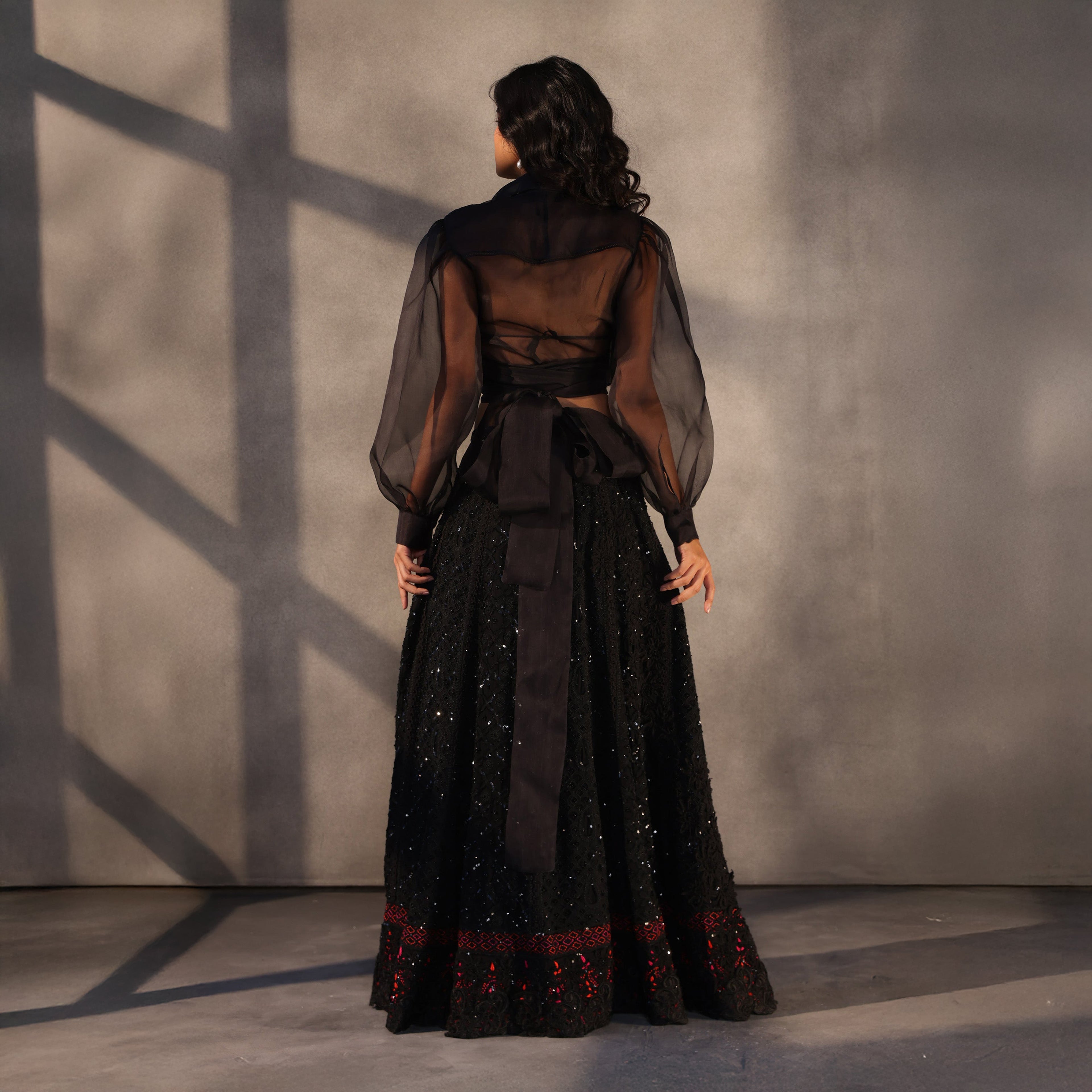 Midnight Tapestry – Black Chikankari Royal Skirt