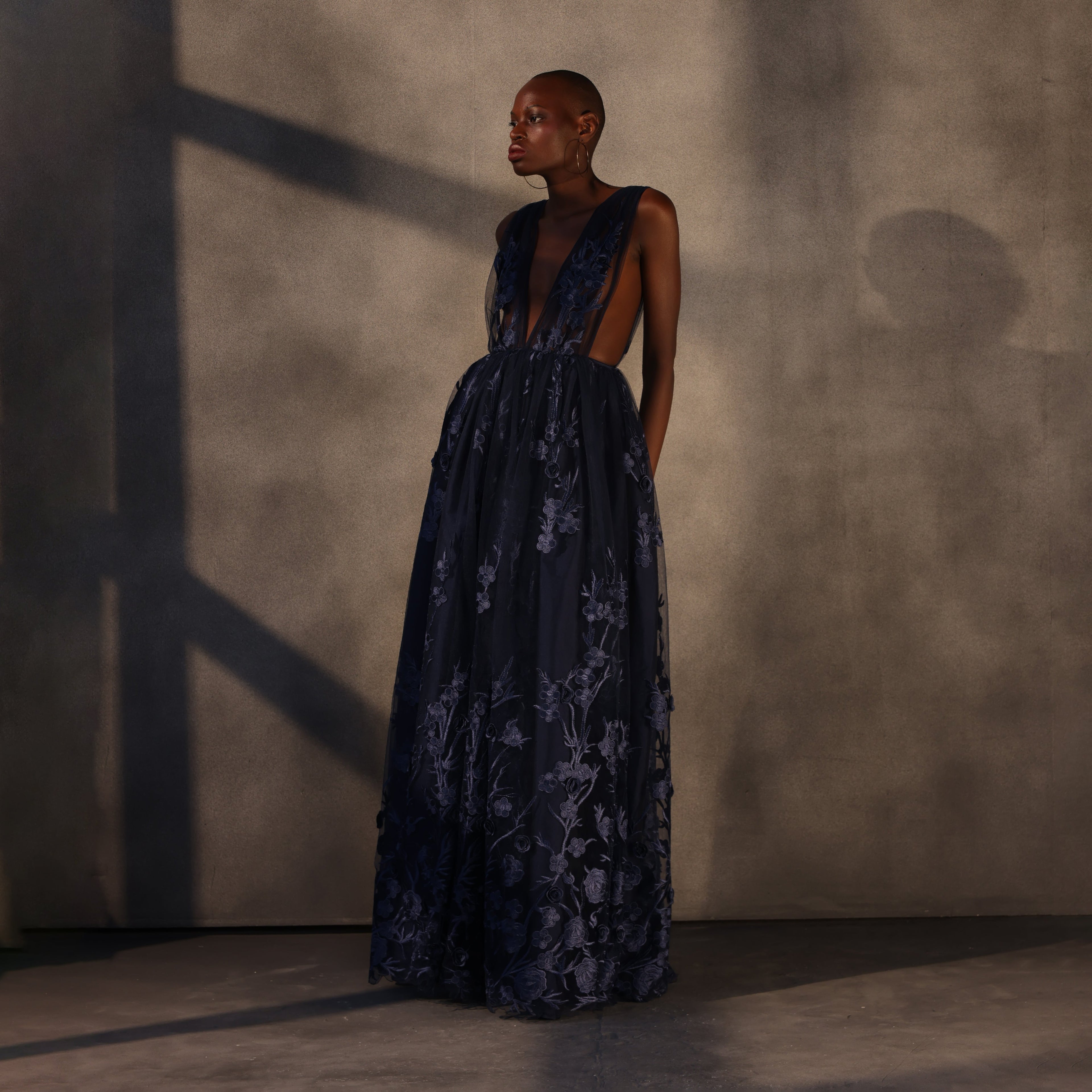 Celestial Drift – Lace Appliqué Ballgown