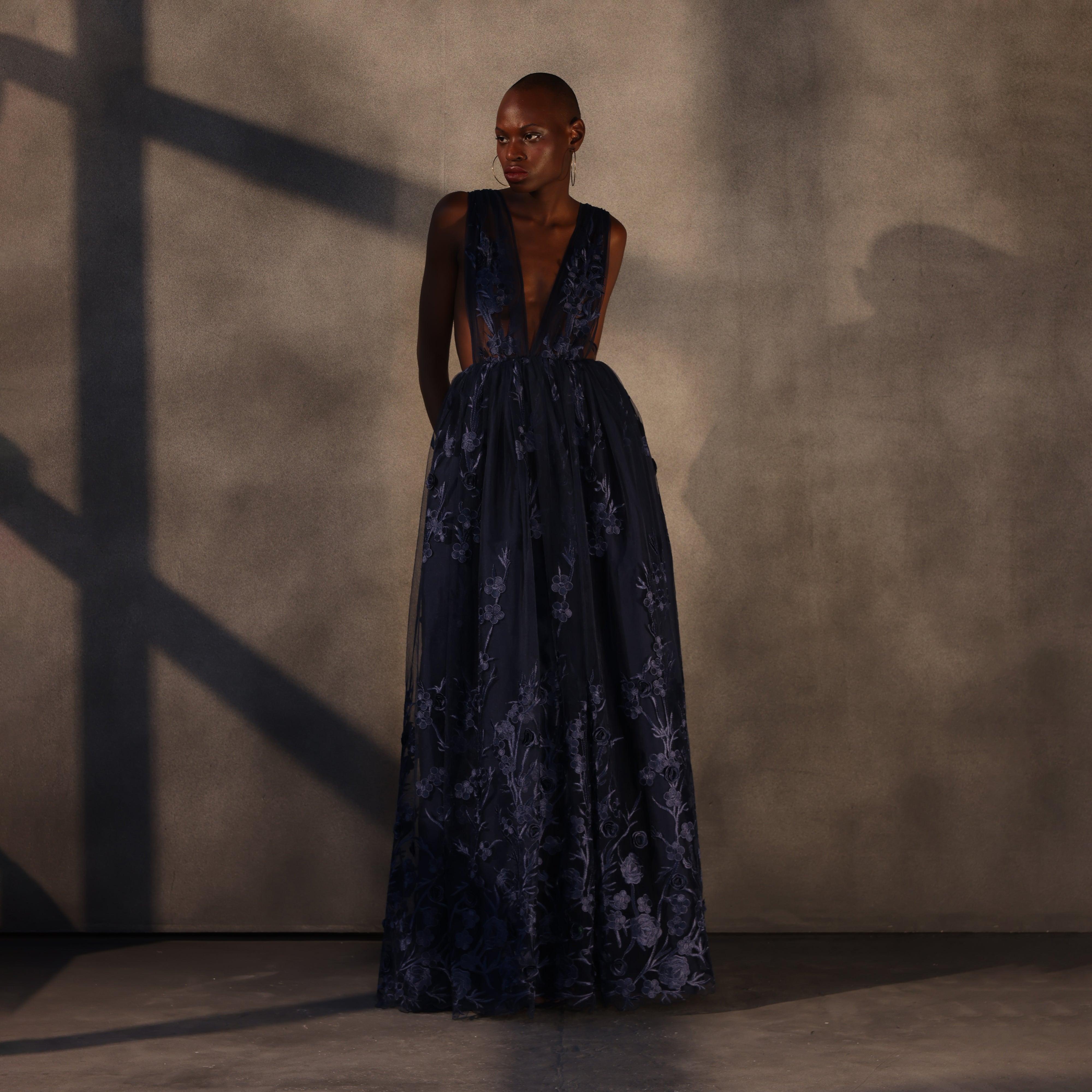 Celestial Drift – Lace Appliqué Ballgown