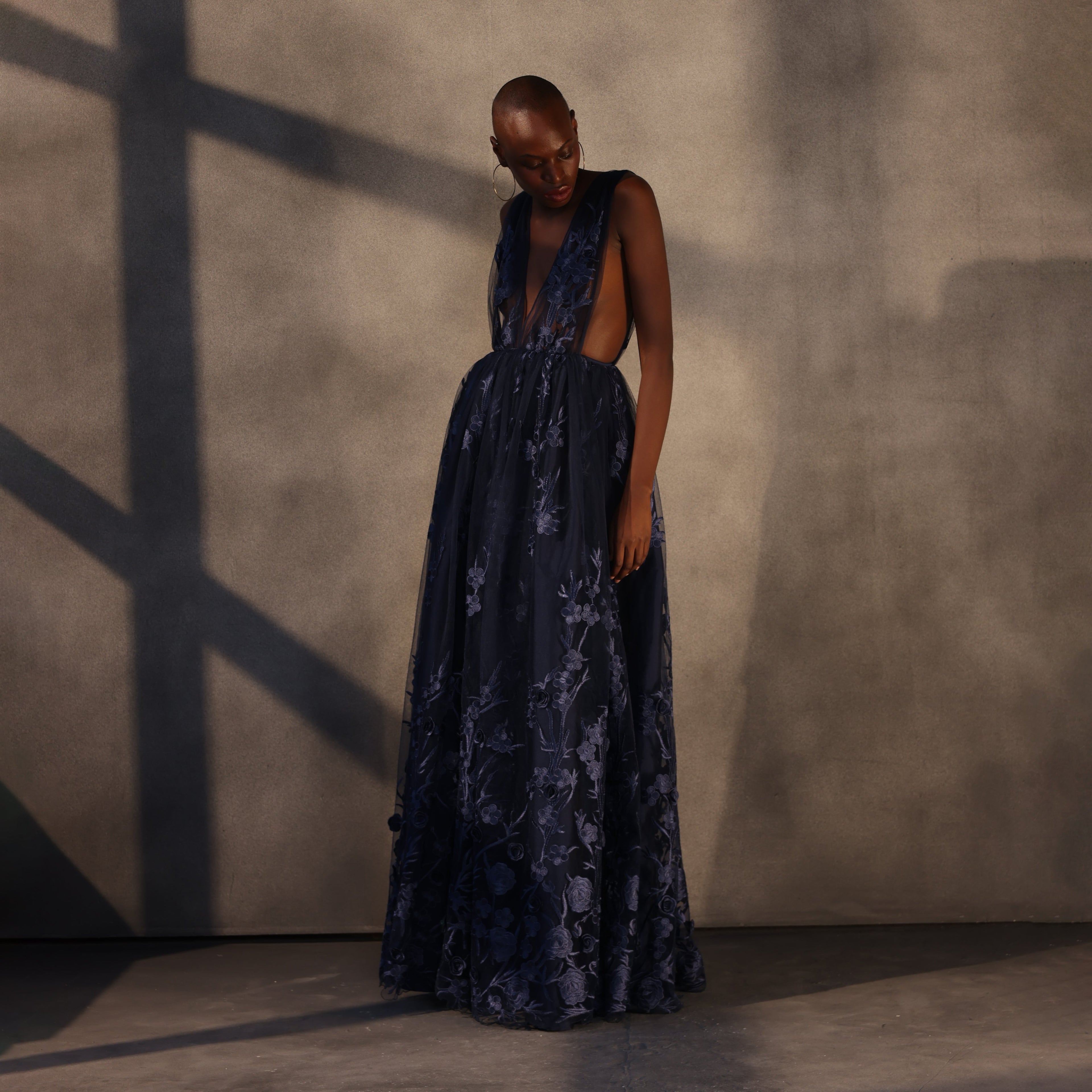 Celestial Drift – Lace Appliqué Ballgown