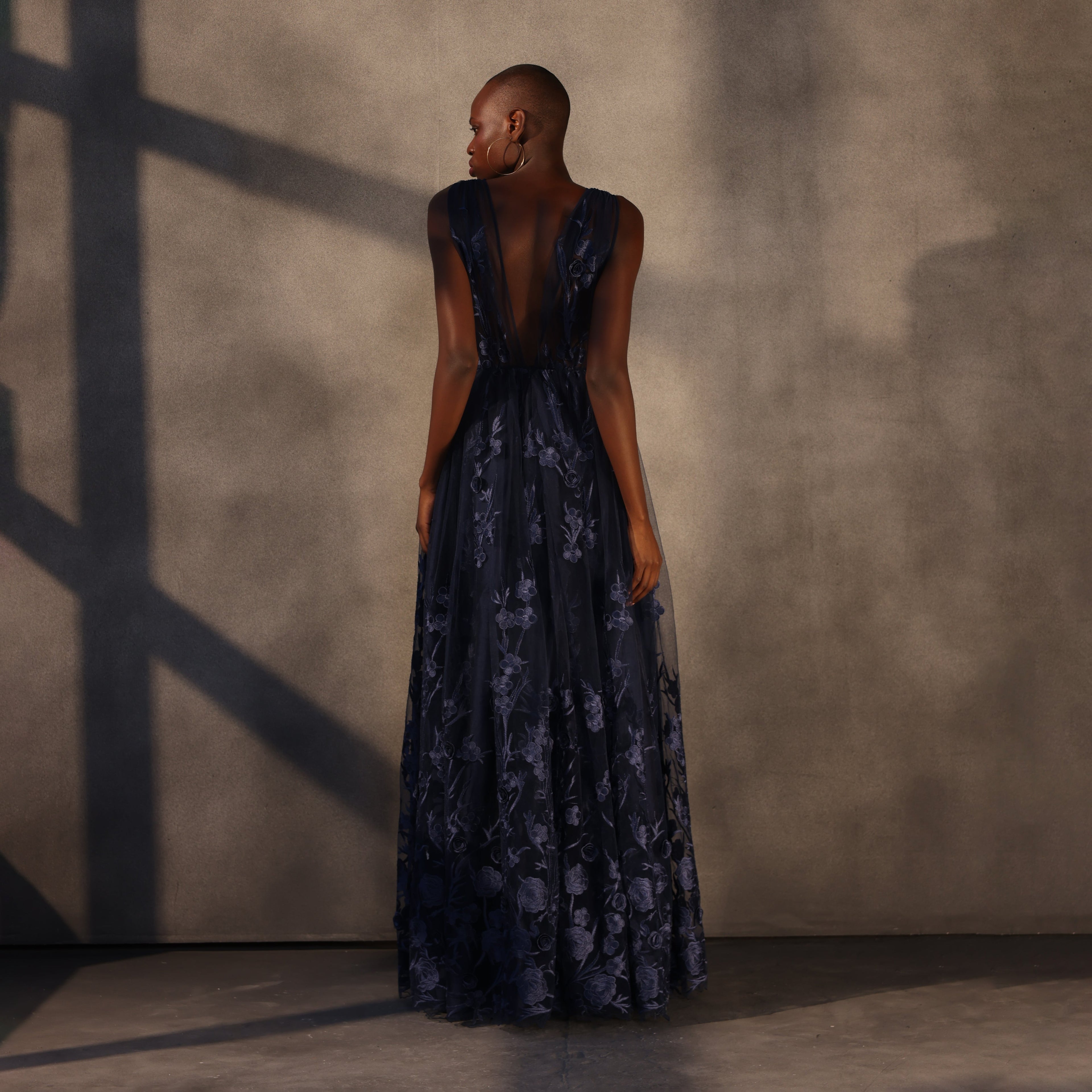 Celestial Drift – Lace Appliqué Ballgown