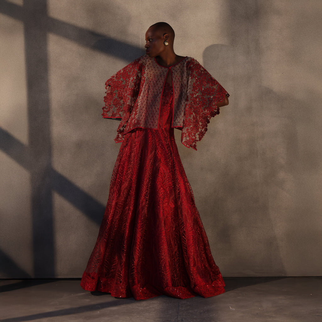 Scarlet Illusion – Ruby Lace Cape