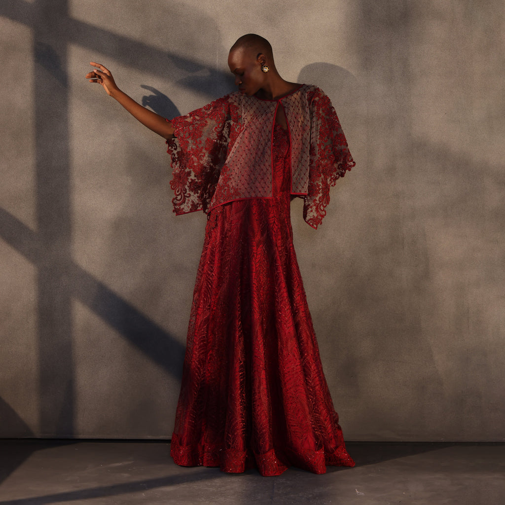 Scarlet Illusion – Ruby Lace Cape