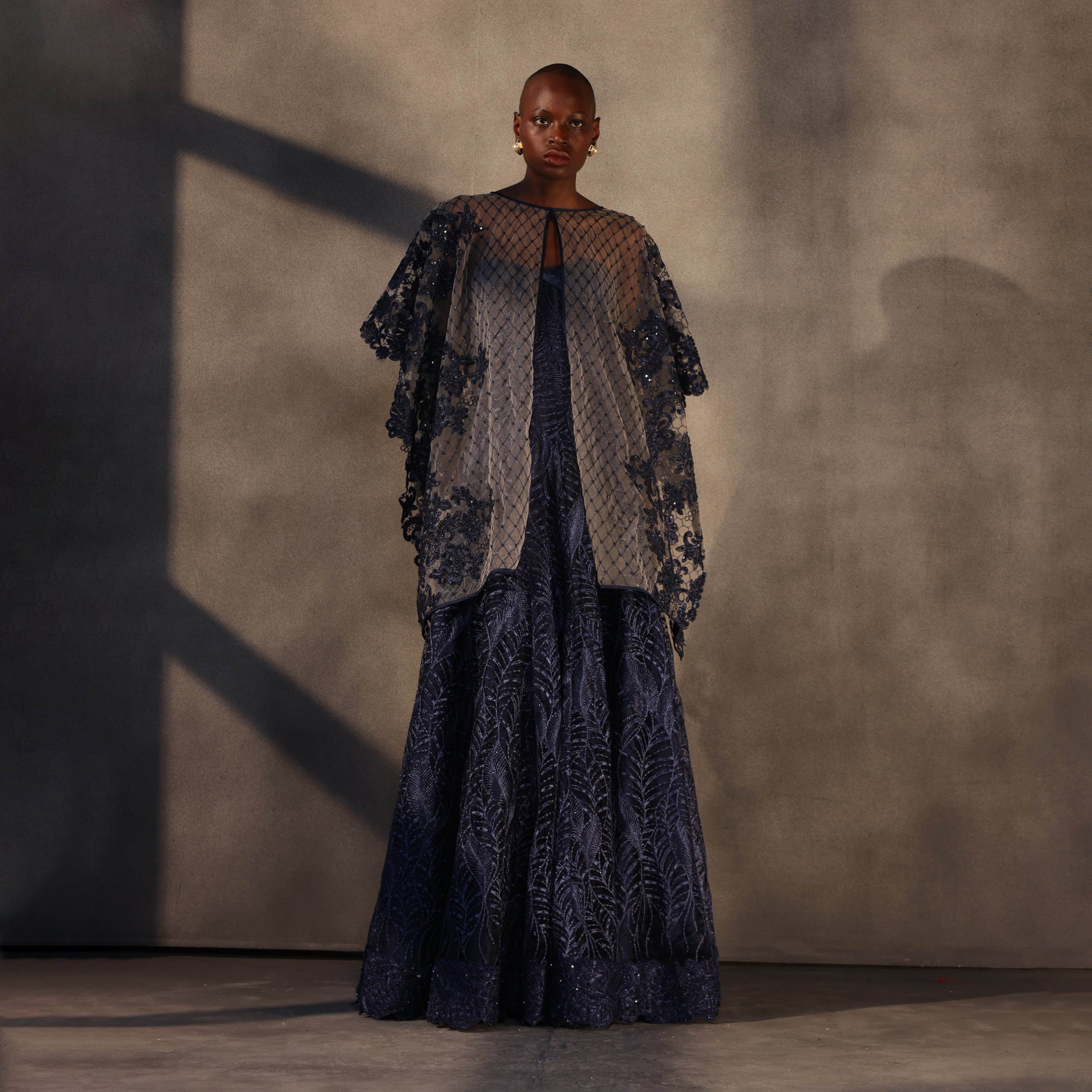 Midnight Seraph – Sapphire Lace Cape