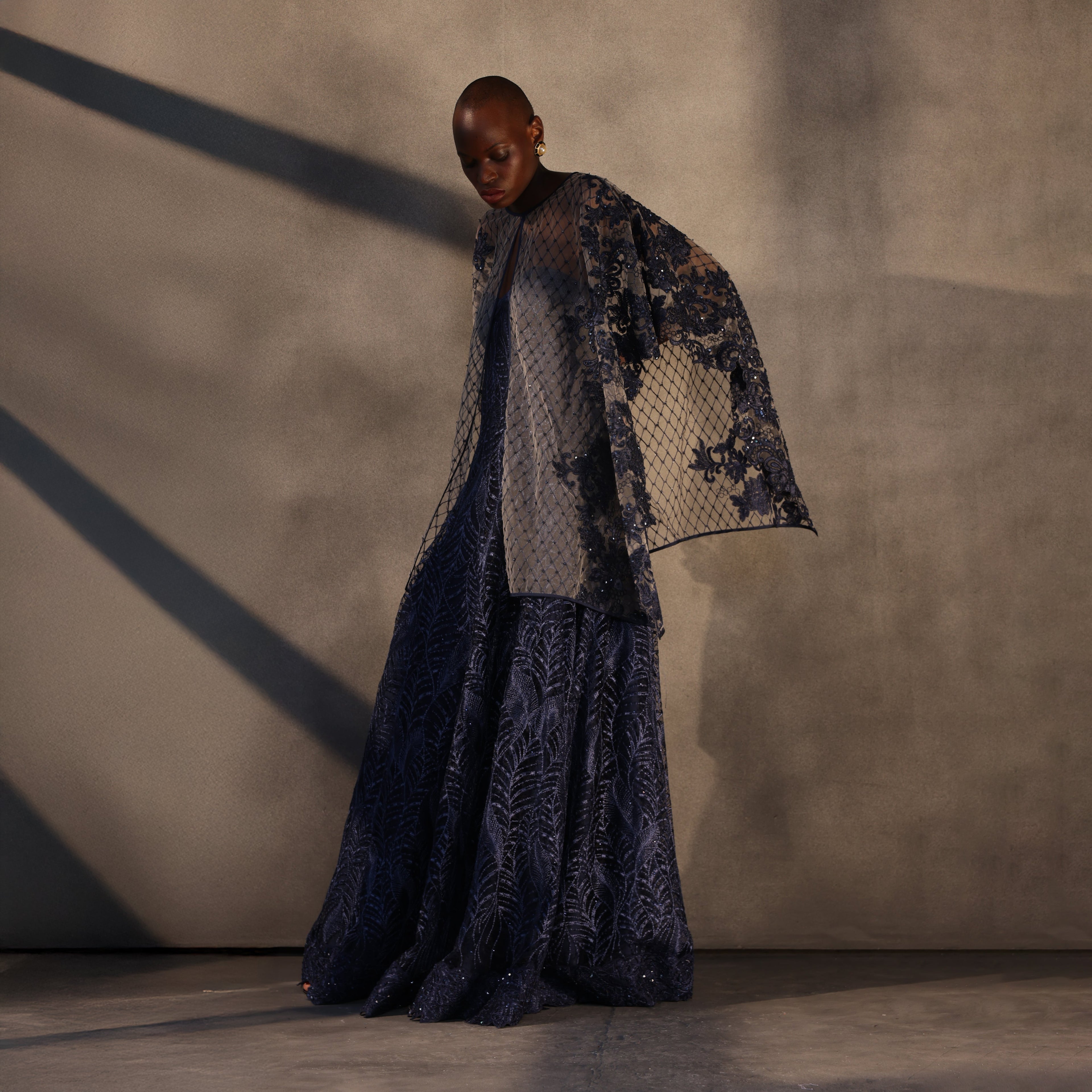 Midnight Seraph – Sapphire Lace Cape