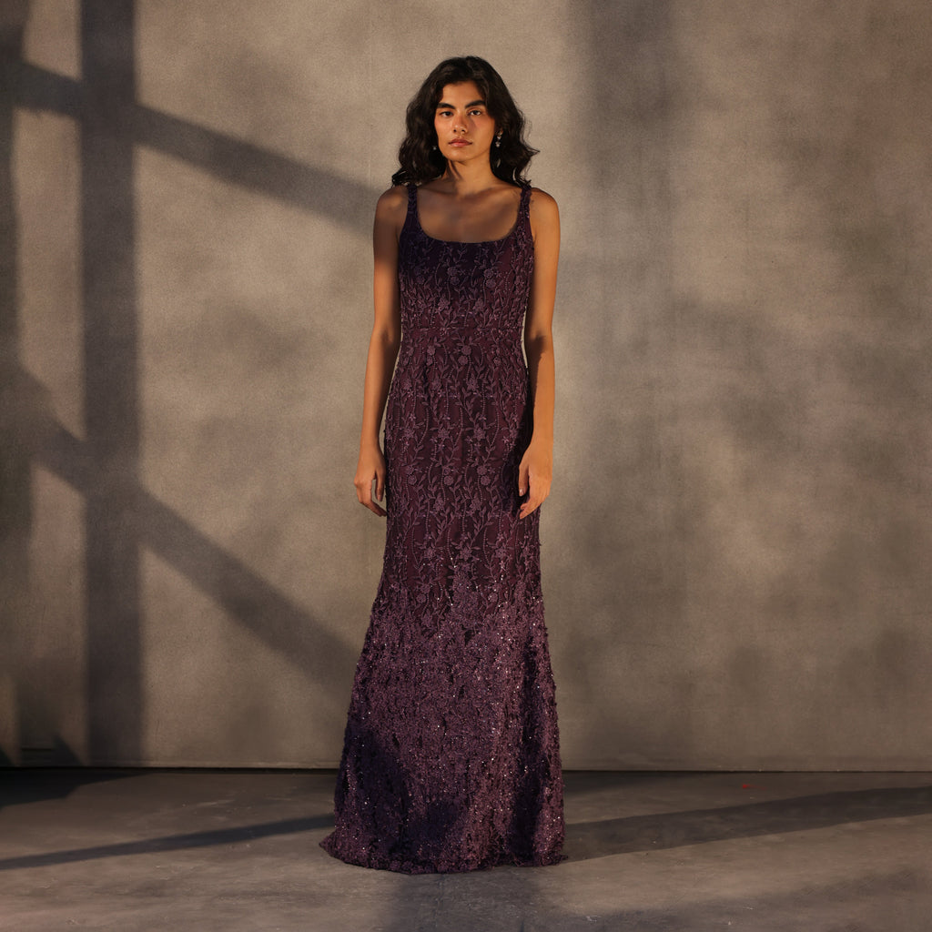 Twilight Sonata – Square Neck Fishtail Dress