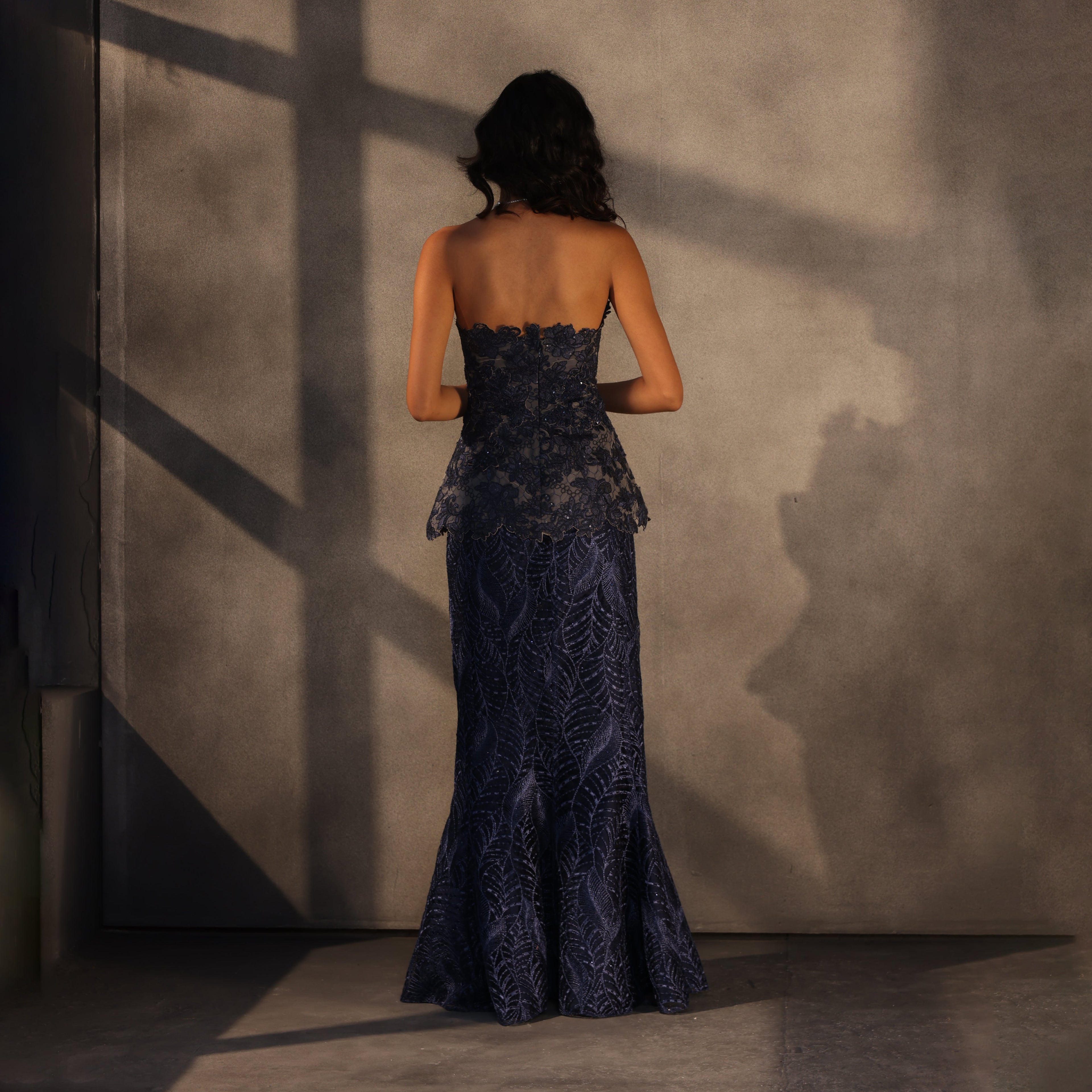 Sapphire Mirage – Embroidered Panel Skirt