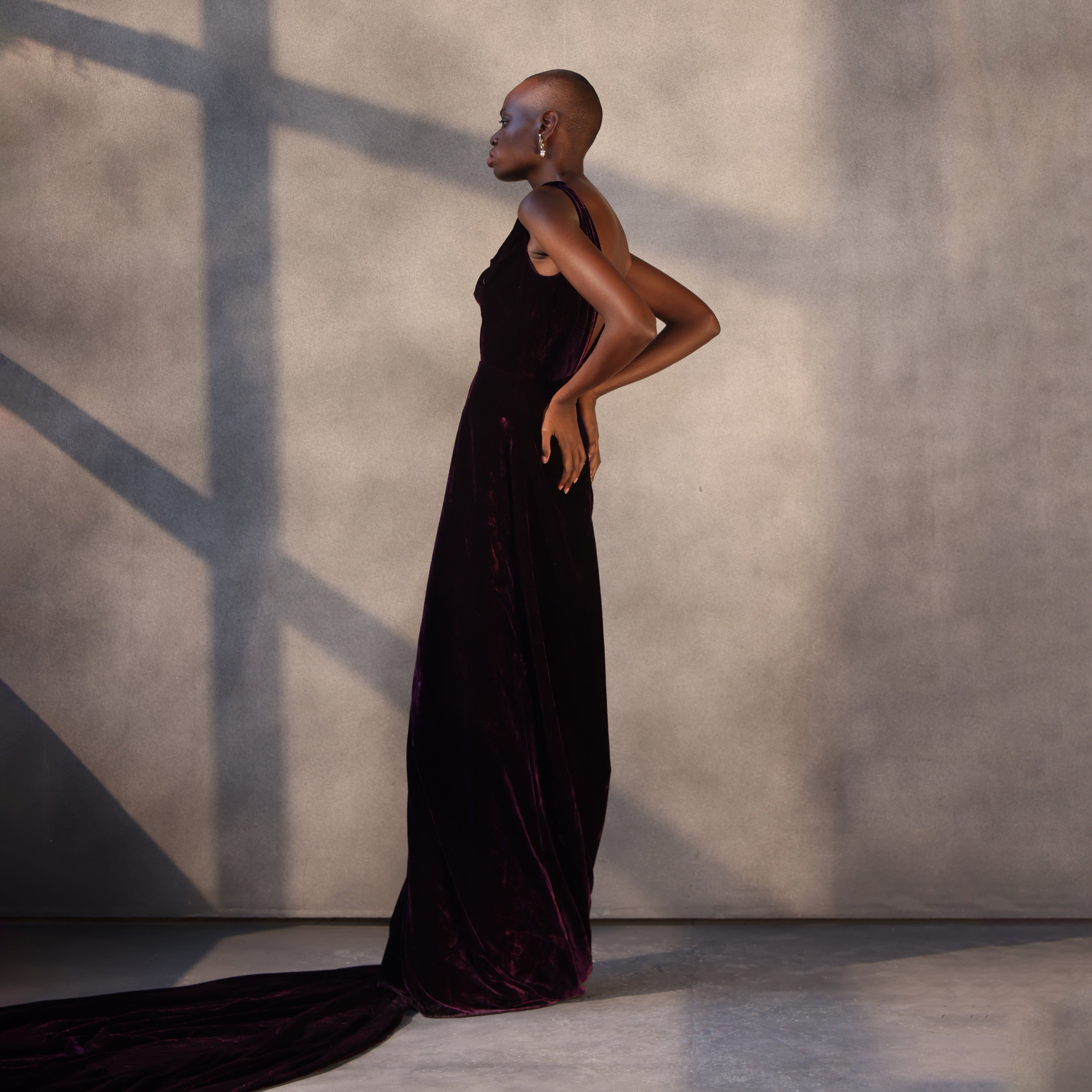 Sapphire Whisper – Velvet Corset Gown