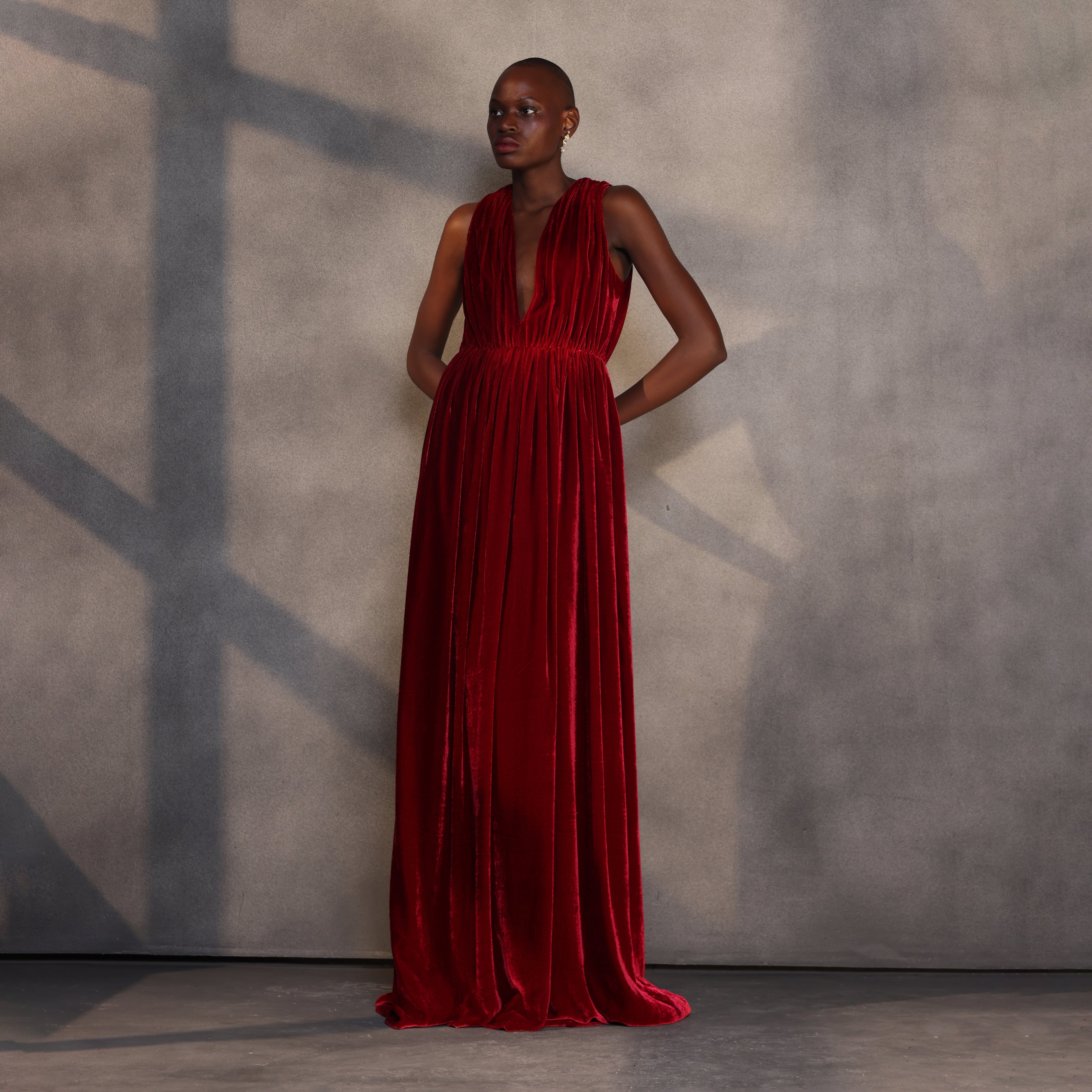 Scarlet Eclipse – Velvet Plunge Gown