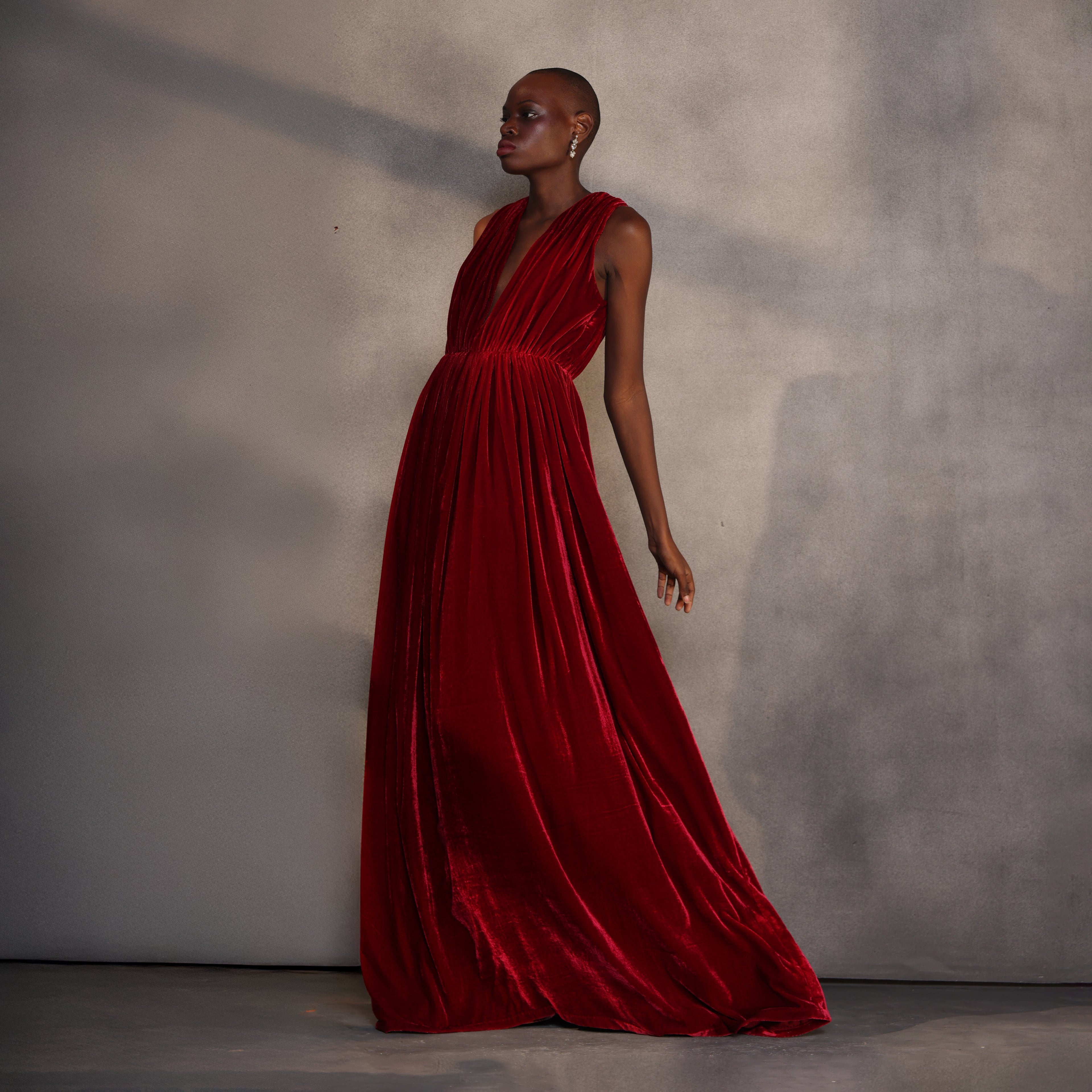 Scarlet Eclipse – Velvet Plunge Gown
