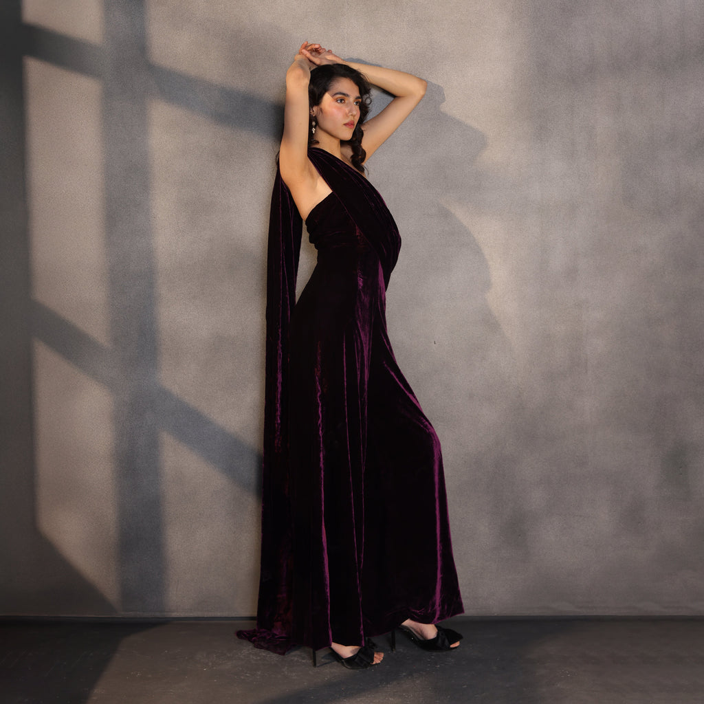 Sapphire Eclipse – Velvet Corset Gown