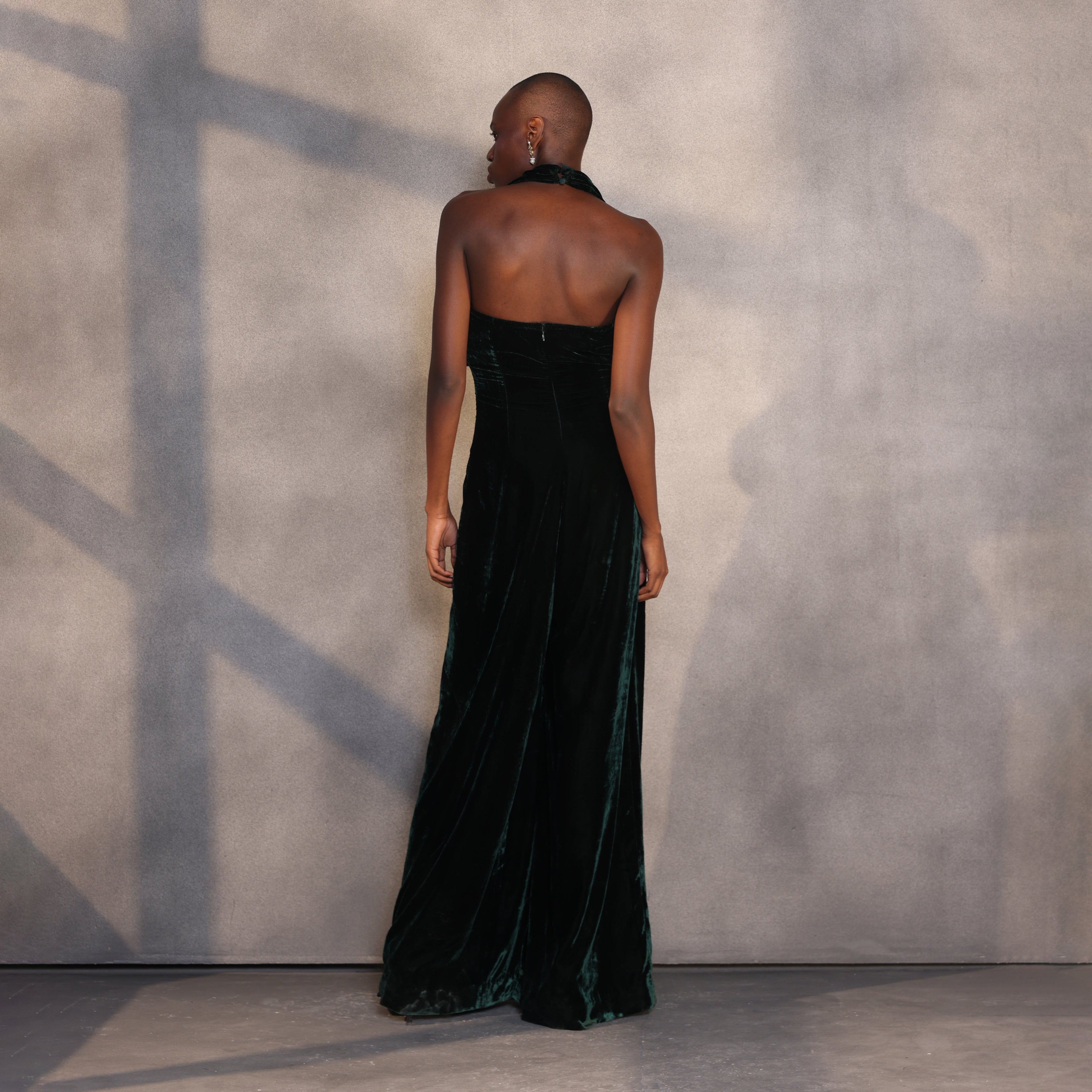 Emerald Embrace Velvet Jumpsuit