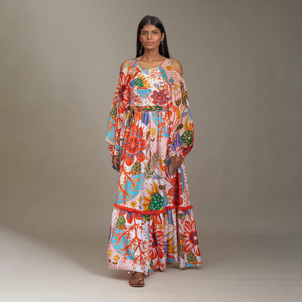 Reagan Tiered Sundress White Forest Wonderland