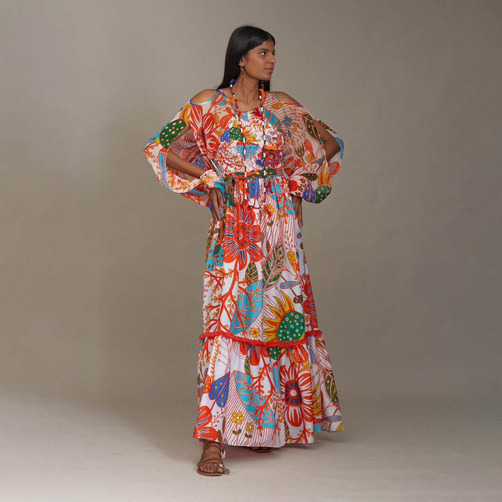 Reagan Tiered Sundress White Forest Wonderland