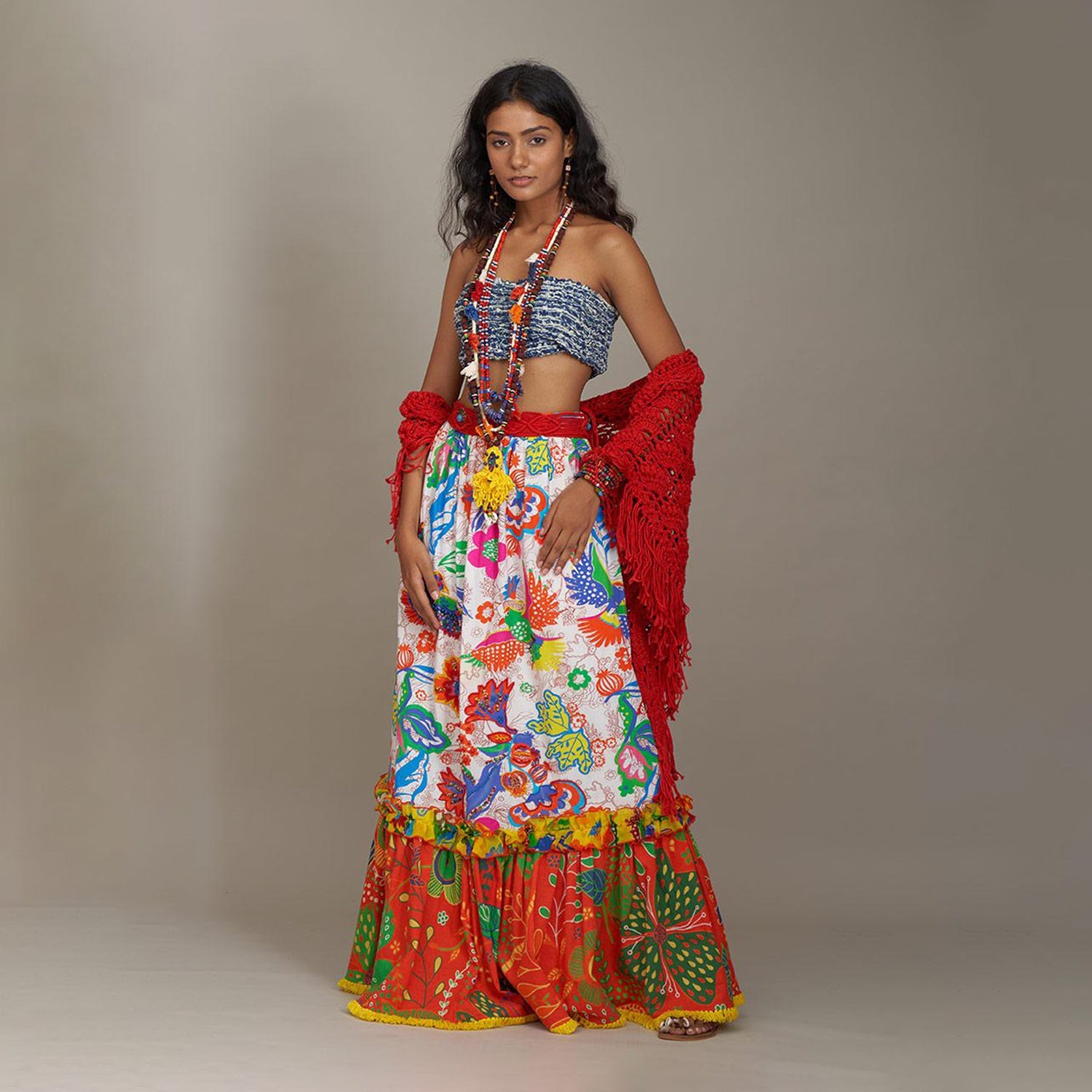 Sara Tiered Maxi Skirt Forest Wonderland