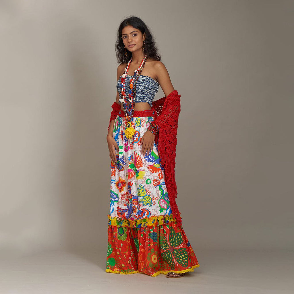 Sara Tiered Maxi Skirt Forest Wonderland