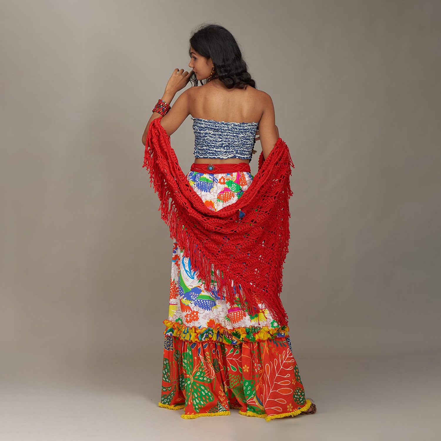 Sara Tiered Maxi Skirt Forest Wonderland