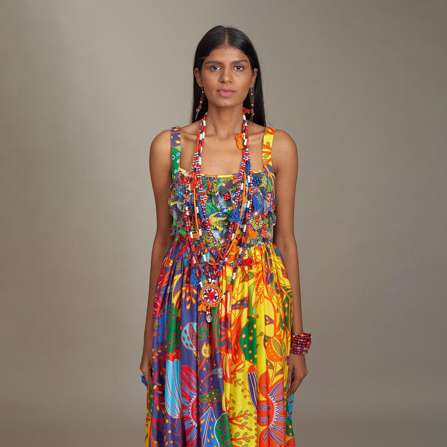 Sofia Corset Wrap Strap Dress Forest Wonderland